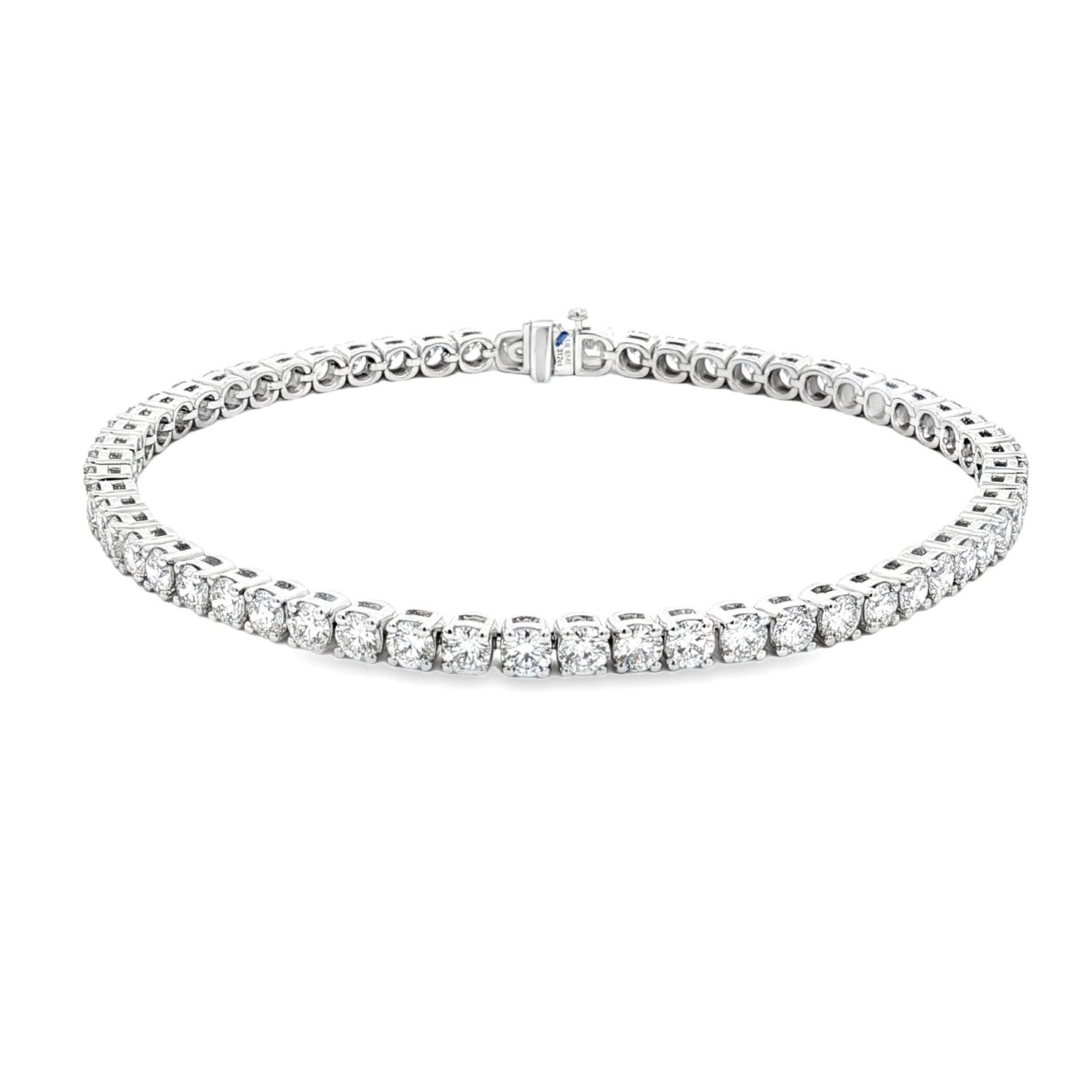14K White/Yellow Gold Classic Lab Grown Round Diamond Tennis Bracelet MZ30504-5CT, Colour: 14KW-8.92g-5.341ct-LG