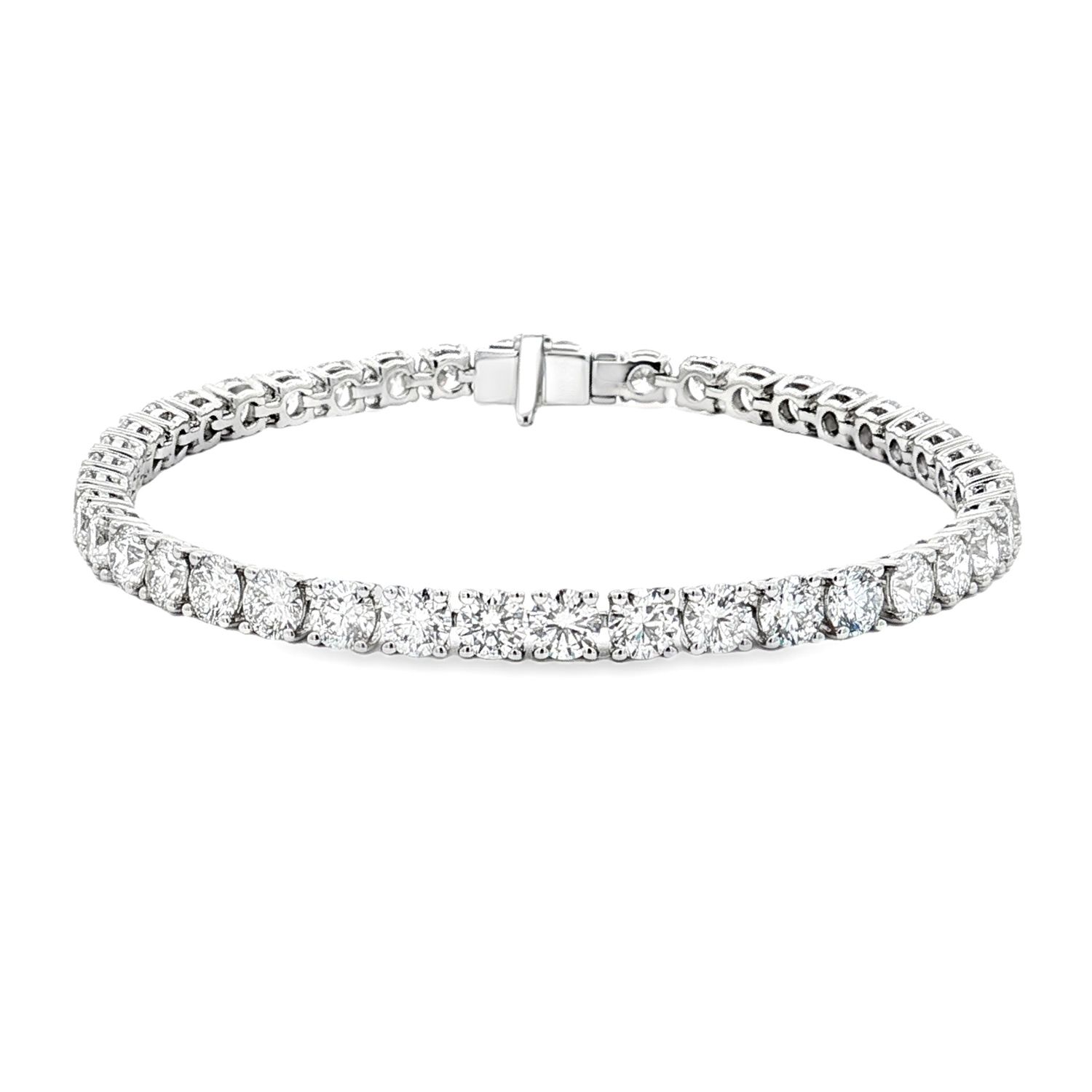 14K White Gold Classic Lab Grown Round Diamond Tennis Bracelet MZ30199, Colour: 14KW-13.45g-11.618ct-LG