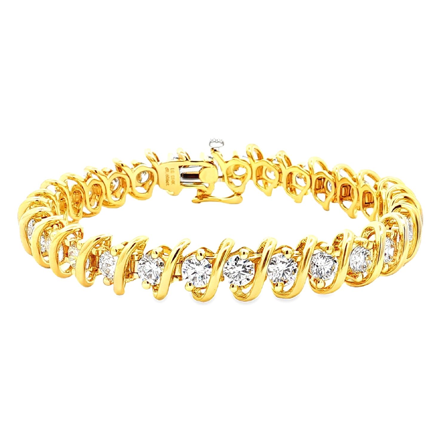 14K White/Yellow Gold Lab Grown Round Diamond Bracelet MZ10336, Colour: 14KY-25.91g-9.606ct-LG