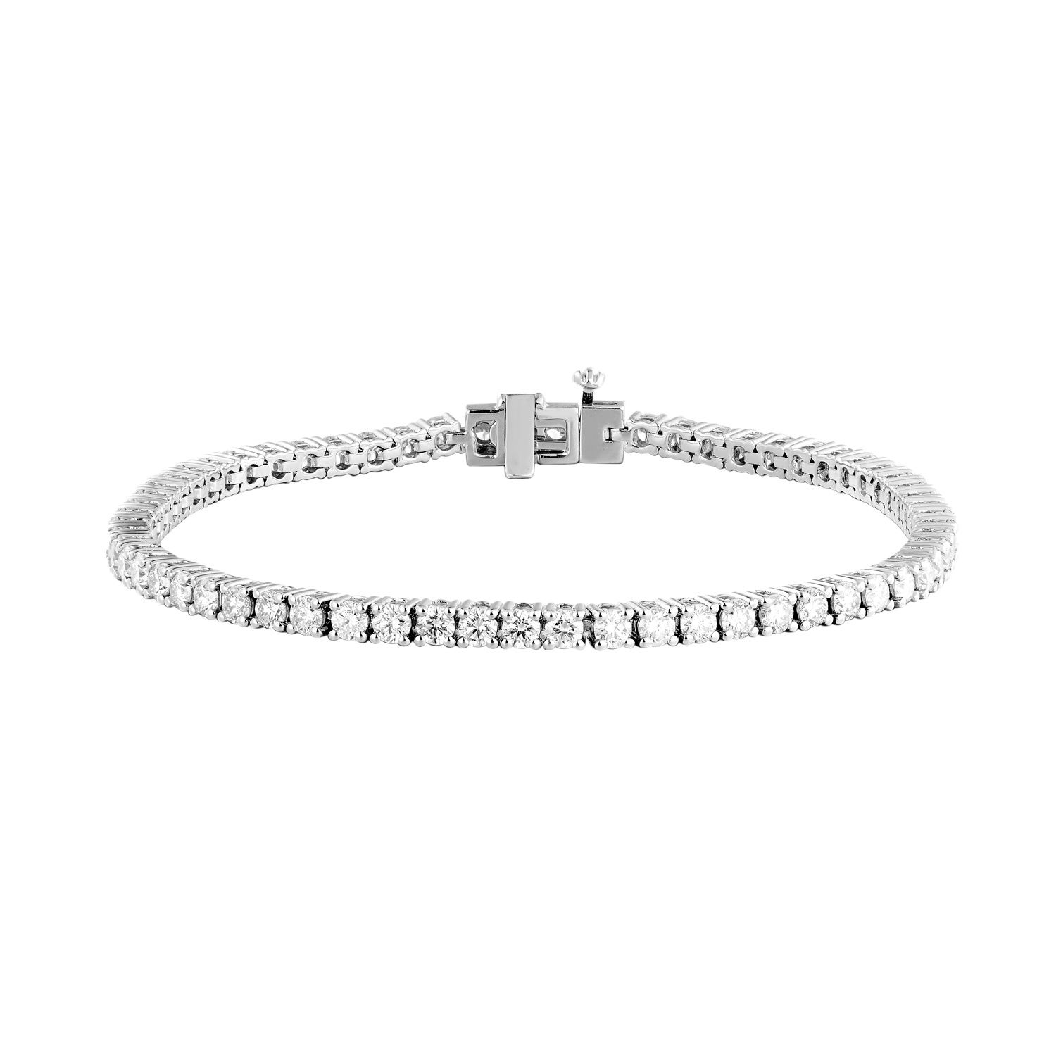 14K White/Yellow Gold Classic Lab Grown Diamond Tennis Bracelet MZ12601, Colour: 14KW-10.38g-4.16ct-LG