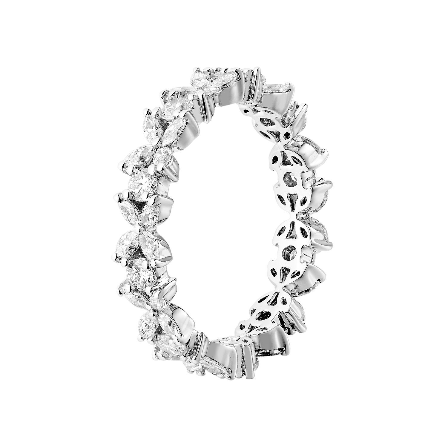 14K White Gold Marquise Lab Grown Diamond Eternity Band MZ7542, Colour: 14KW-2.14g-1.198ct-LG