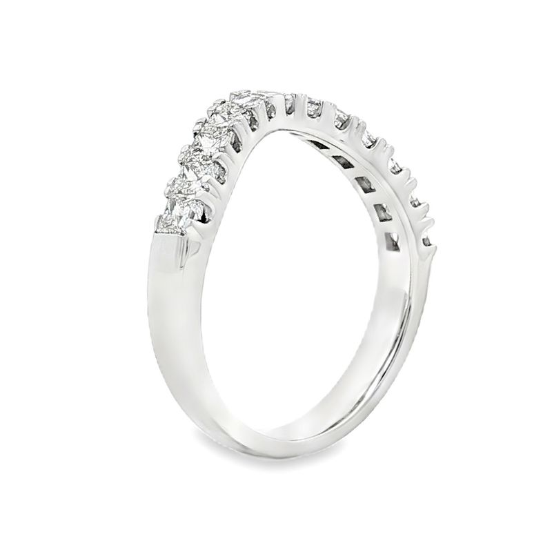14K White Gold Lab Grown Diamond Curved Wedding Band MZ7643