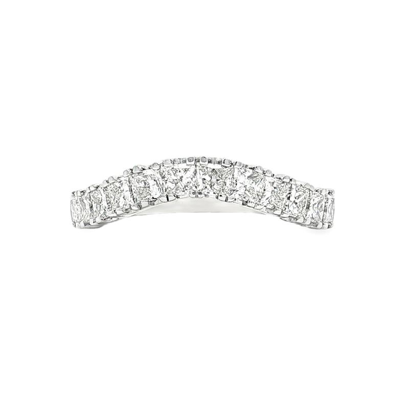 14K White Gold Lab Grown Diamond Curved Wedding Band MZ7643