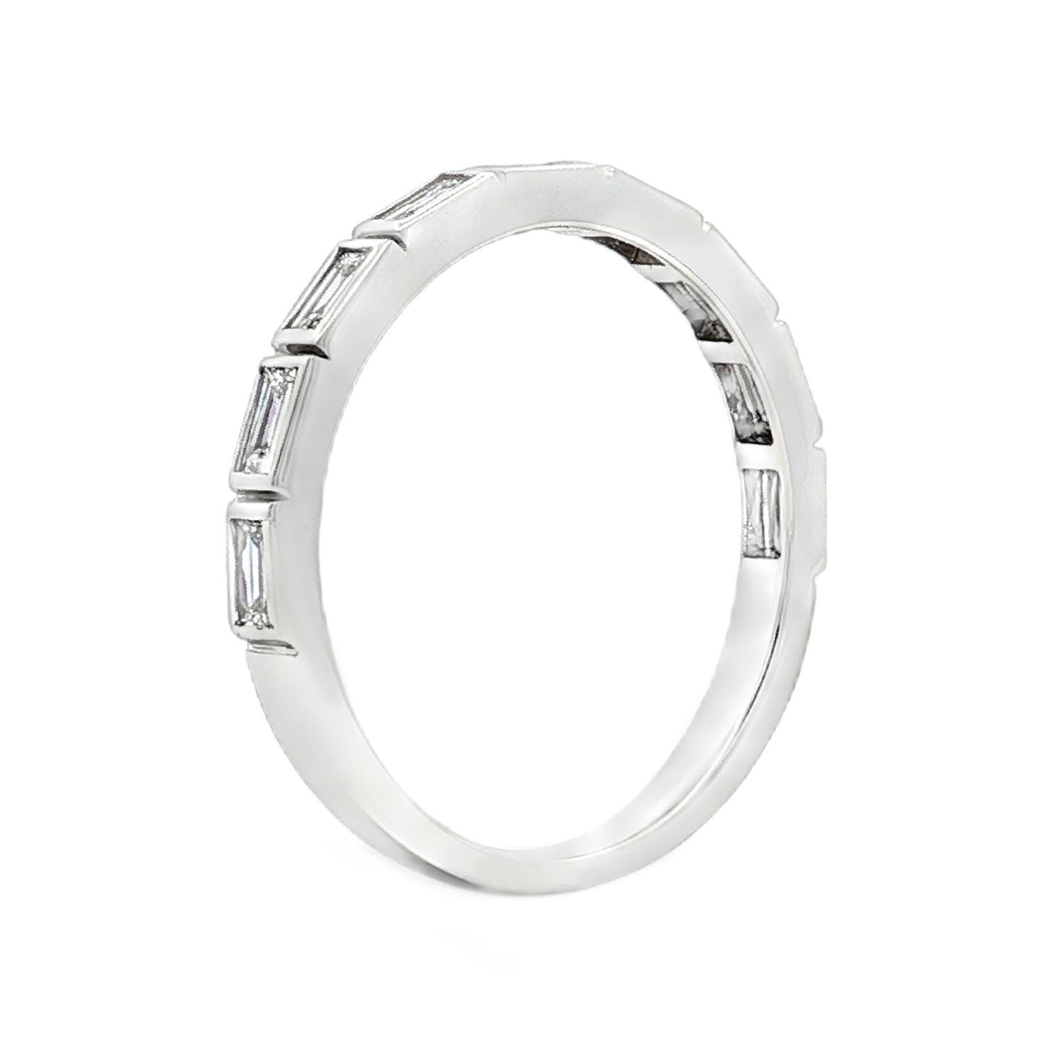 14K White Gold Lab Grown Baguette Diamond Band MZ9472