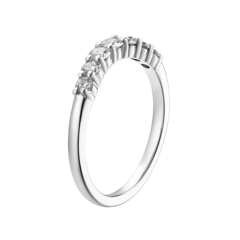 14K White Gold Lab Grown Diamond Curved Wedding Band MZ9522