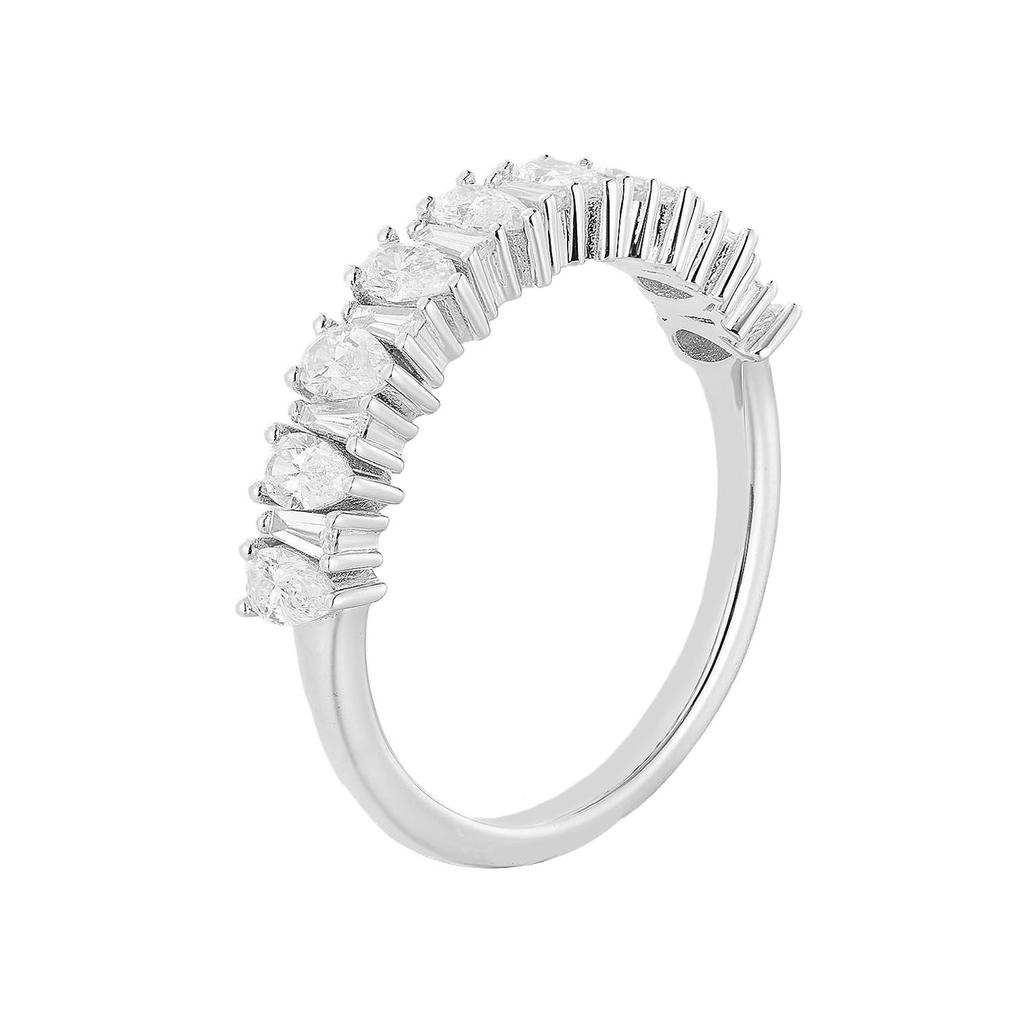14K White Gold Lab Grown Pear-Shaped Diamond Wedding Band MZ11426