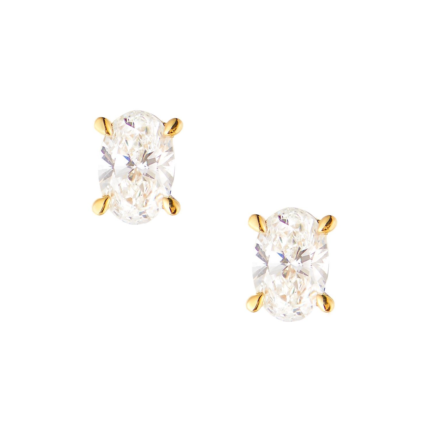 14K White/Yellow Gold Lab Grown Oval Diamond Stud Earrings MZ12468-8, Colour: 14KY-1.27g-1.125ct-LG