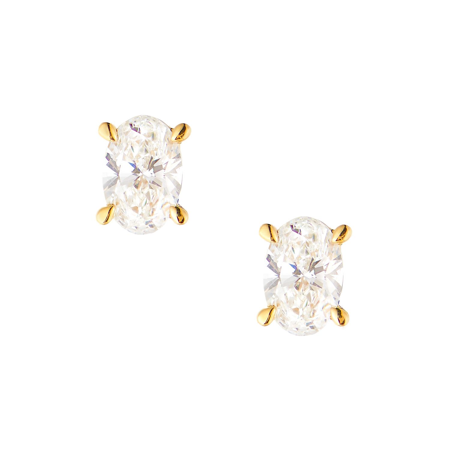 14K Yellow Gold Lab Grown Oval Diamond Stud Earrings MZ12468-8, Colour: 14KY-1.27g-1.125ct-LG