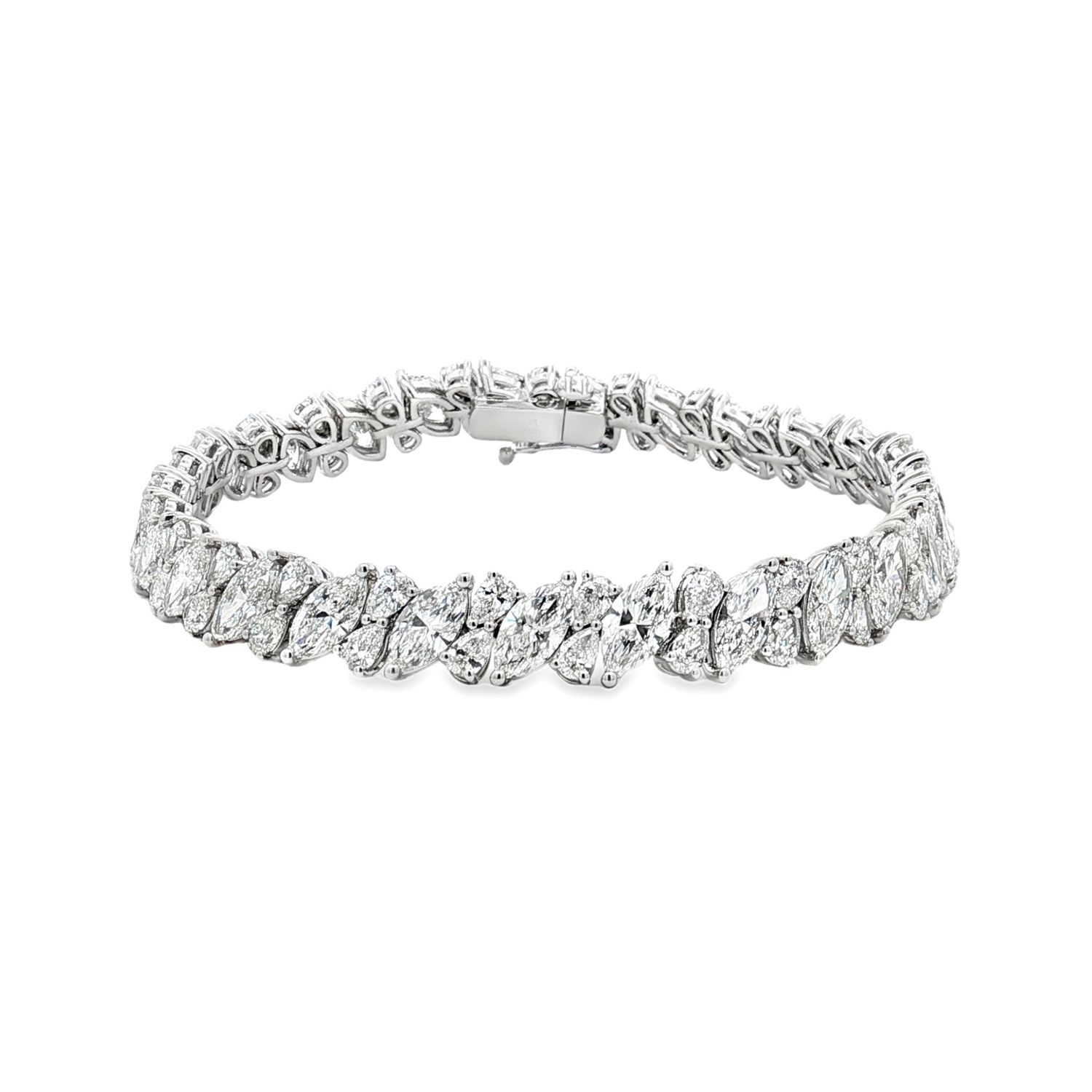 14K White/Yellow Gold Lab Grown Marquise And Pear Diamond Bracelet MZ13376, Colour: 14KW-18.75g-16.998ct-LG
