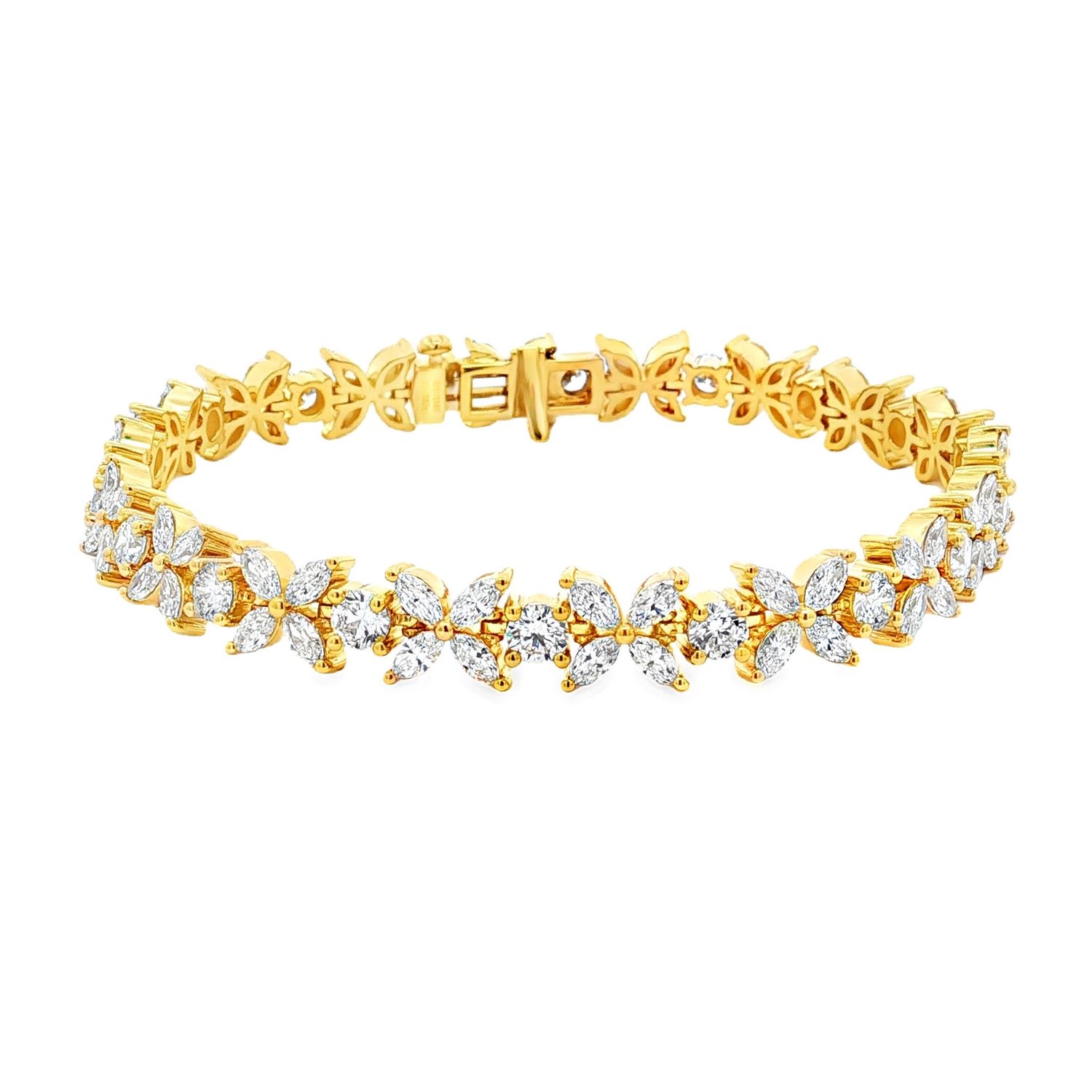 14K Yellow Gold Lab Grown Marquise And Round Diamond Bracelet MZ13375
