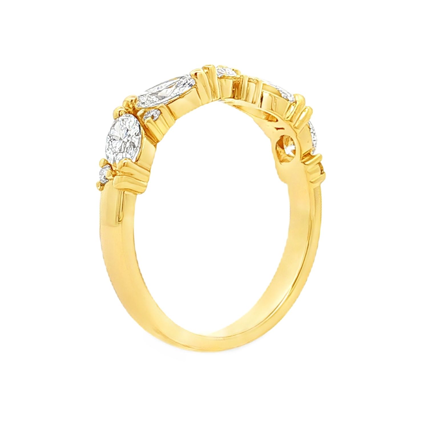 14K Yellow/White Gold Lab Grown Oval Diamond Wedding Band MZ13481, Colour: 14KY-2.97g-1.033ct-LG
