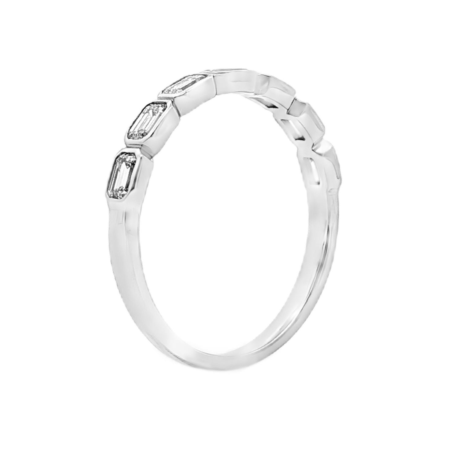 14K White/Yellow Gold Lab Grown Emerald-Cut Diamond Wedding Band MZ30273, Colour: 14KW-1.61g-0.61ct-LG