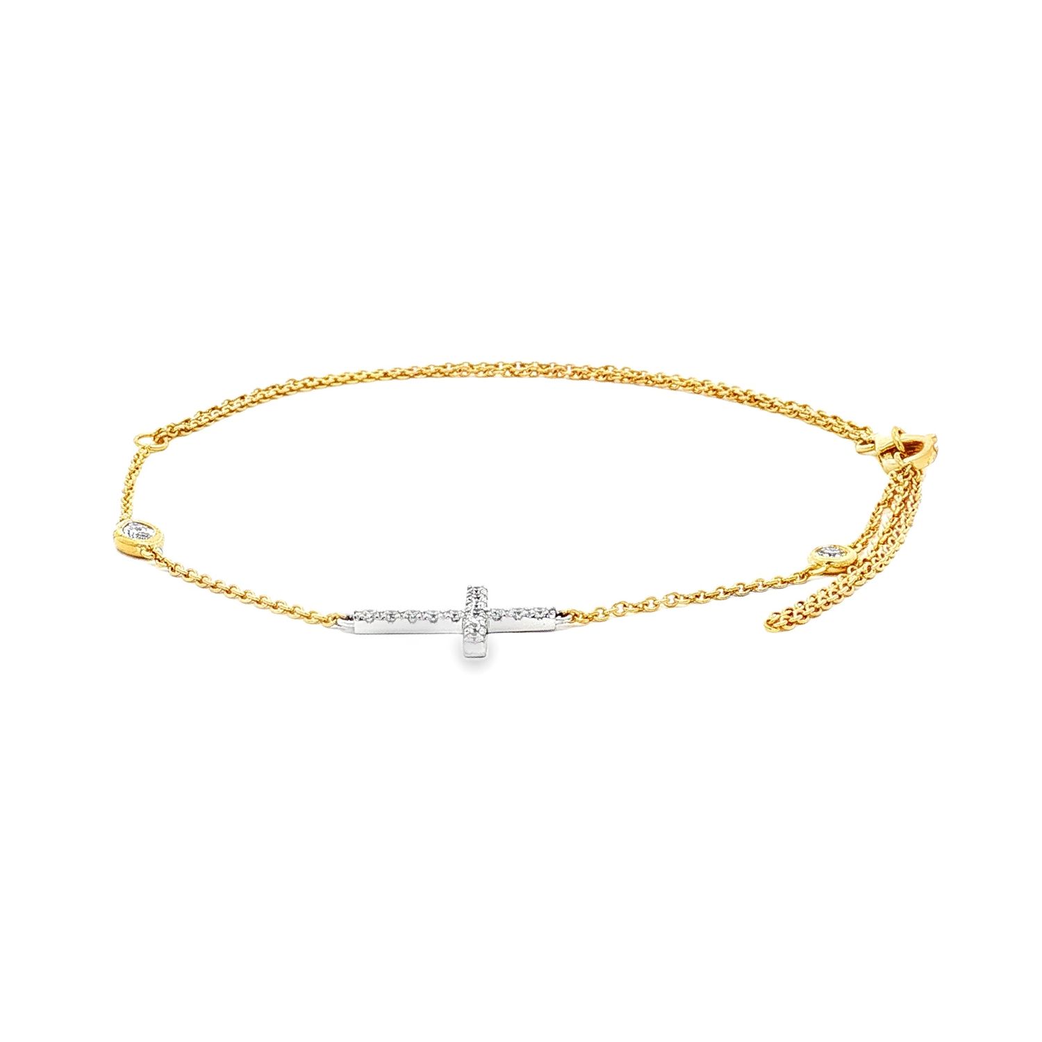 14K White Gold 14K Yellow Gold Lab Grown Diamond Bracelet MZ72611-11, Colour: 14KY-2.21g-0.299ct-LG