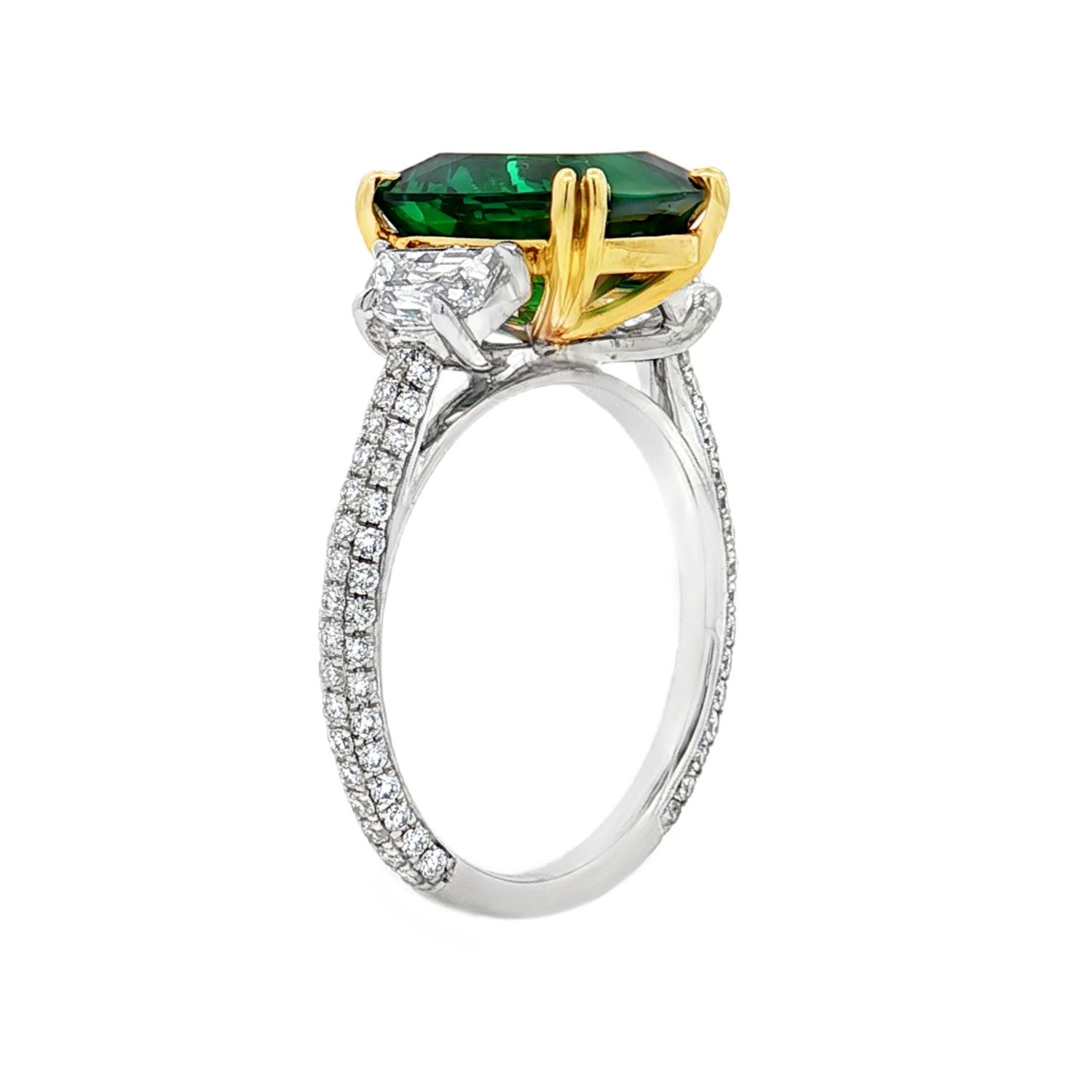 14K White/Yellow Gold Lab Grown Emerald Diamond Engagement Ring YJ022-6