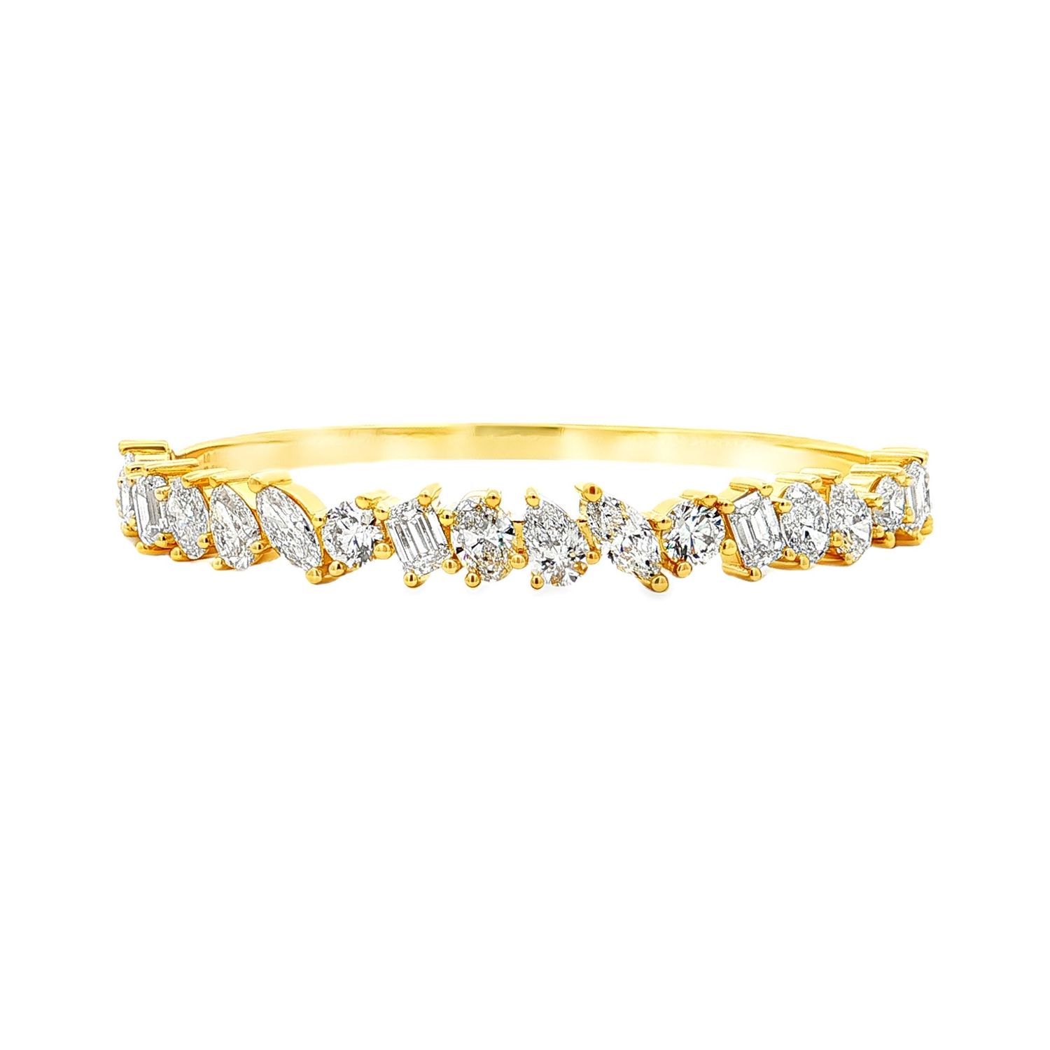 14K Yellow Gold Lab Grown Emerald Marquise And Pear Shaped Diamond Bracelet MZ13381-5