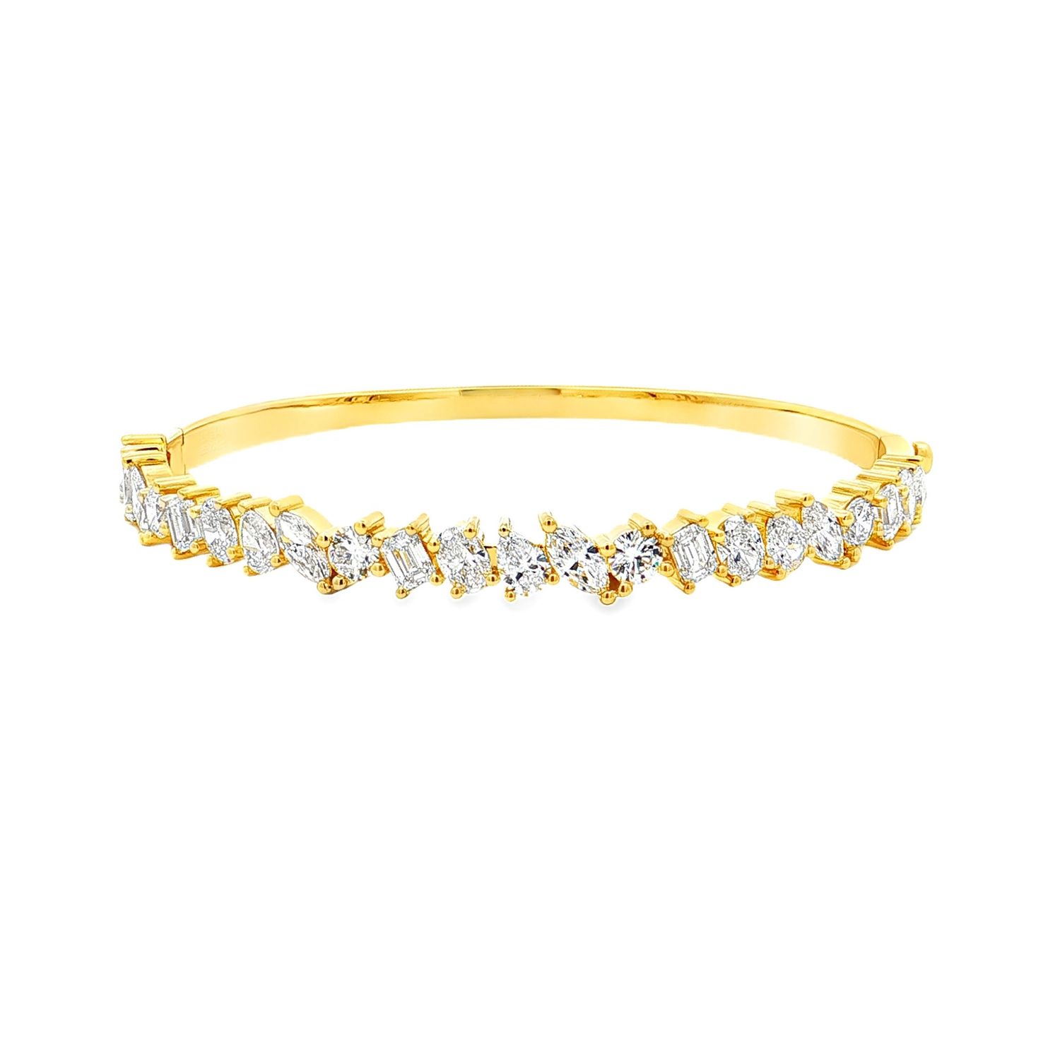 14K Yellow Gold Lab Grown Emerald Marquise And Pear Shaped Diamond Bracelet MZ13381-3