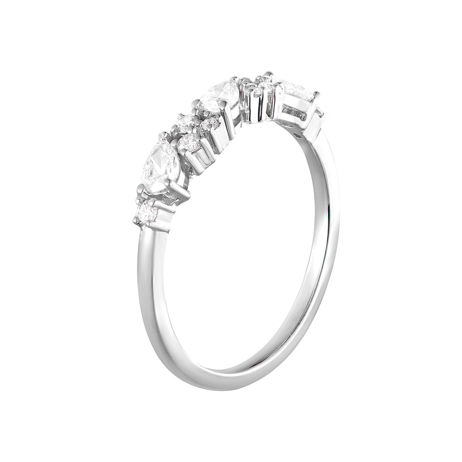 14K White Gold Pear And Trapezoid Diamond Wedding Band