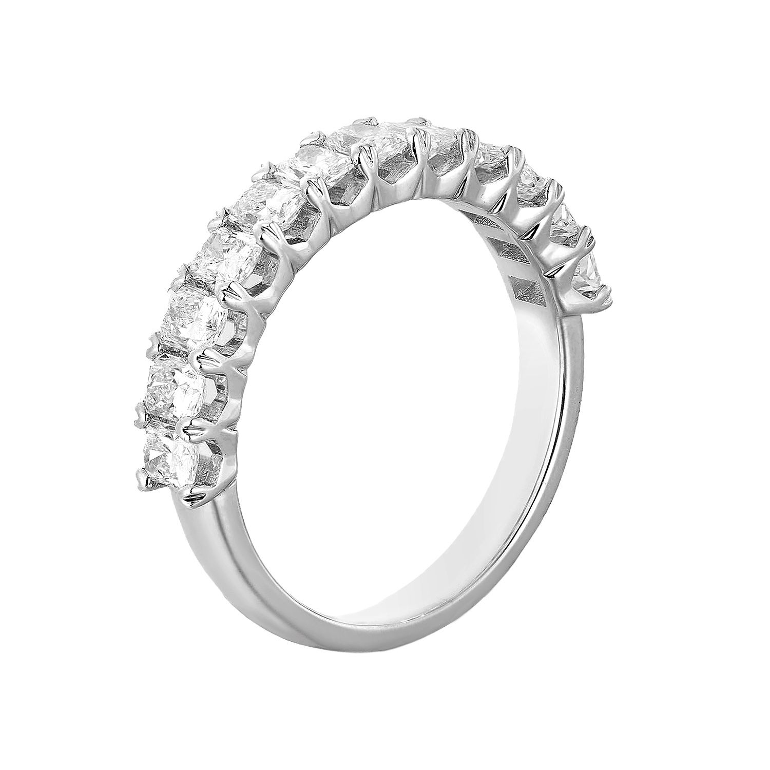 14K White/Yellow Gold Lab Grown Emerald-Cut Diamond Wedding Band MZ11569-1, Colour: 14KW-2.95g-1.192ct-LG