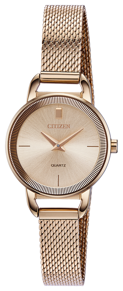 CITIZEN Rose Gold Tone Stainless Steel Mesh Women's Watch EZ7003-51X