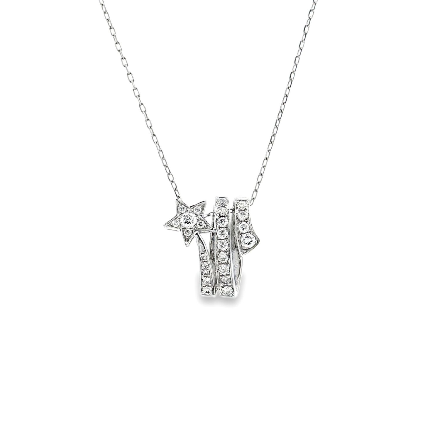 18K White Gold Natural Diamond Pendant Necklace XY0001