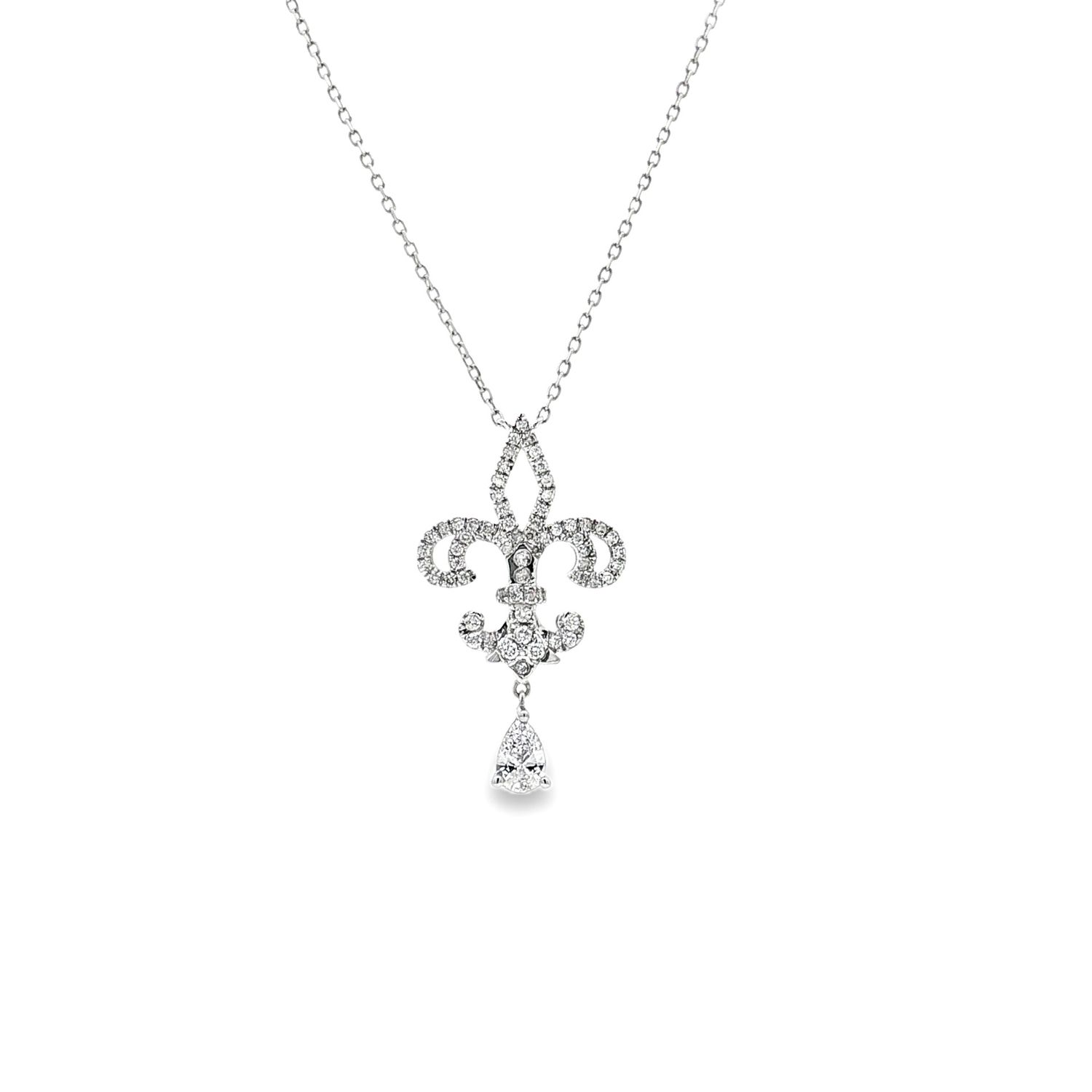 18K White Gold Natural Diamond Pendant Necklace XY0002
