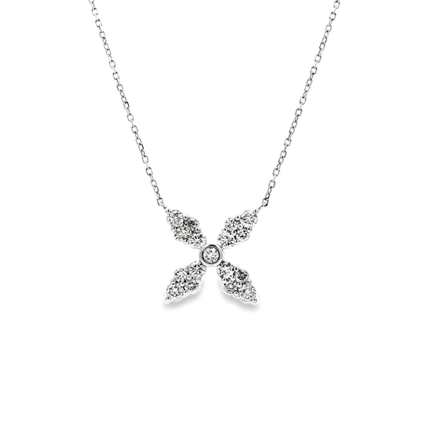 18K White Gold Natural Diamond Pendant Necklace XY0004