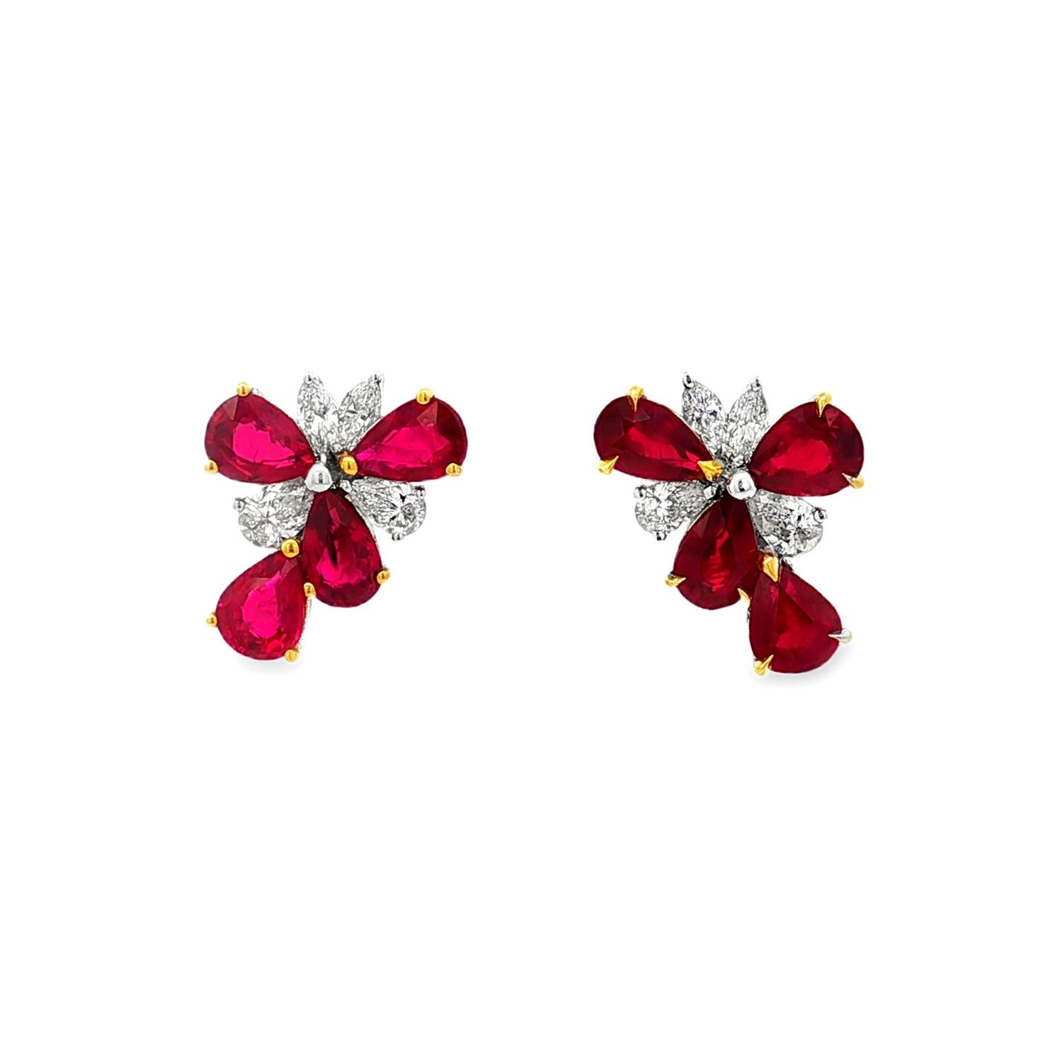 18K White Gold Natural Ruby Diamond Stud Earring DN0001