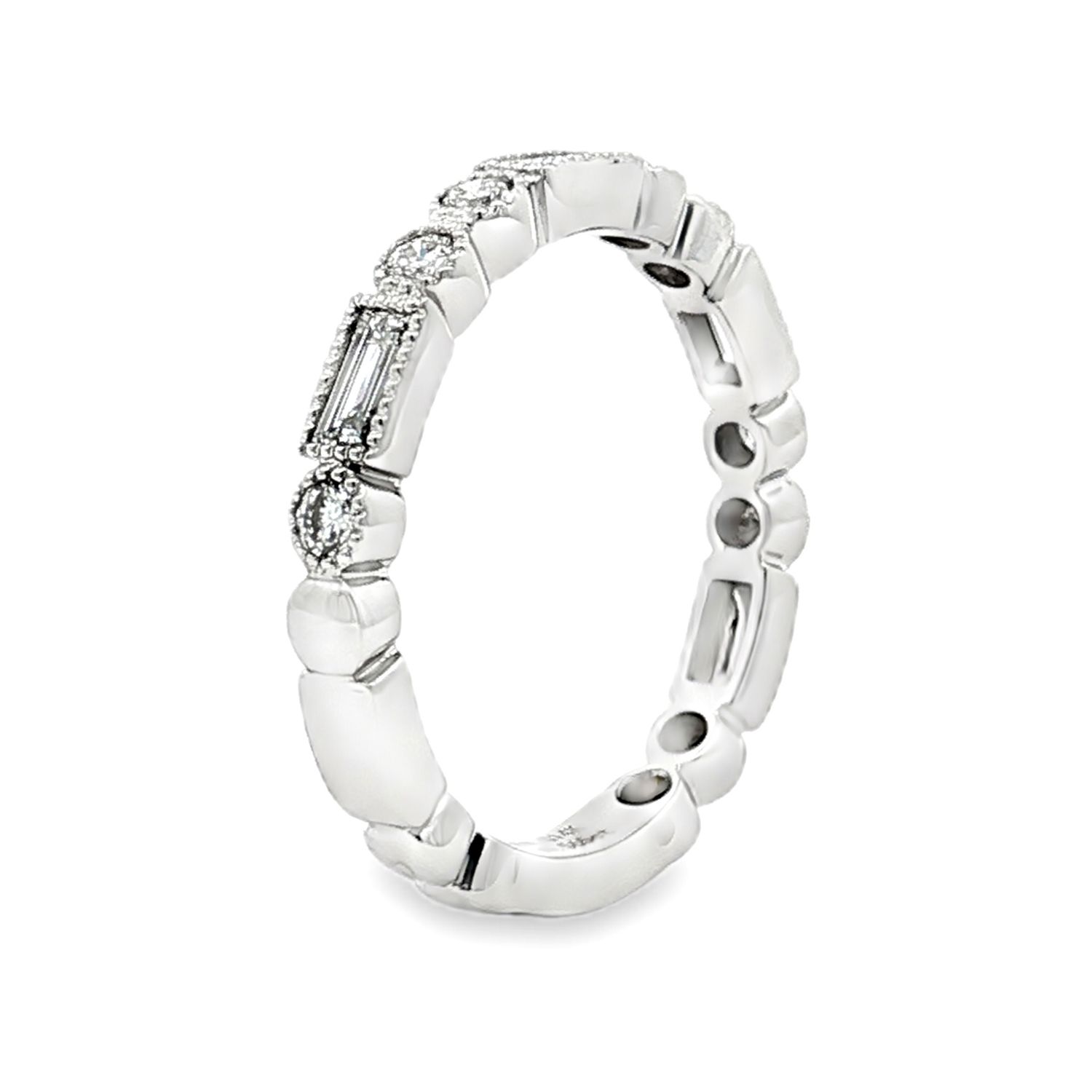 14K White/Yellow Gold Natural Diamond  Wedding Band MZ210, Colour: 14KW-2.7g-0.475ct-LG