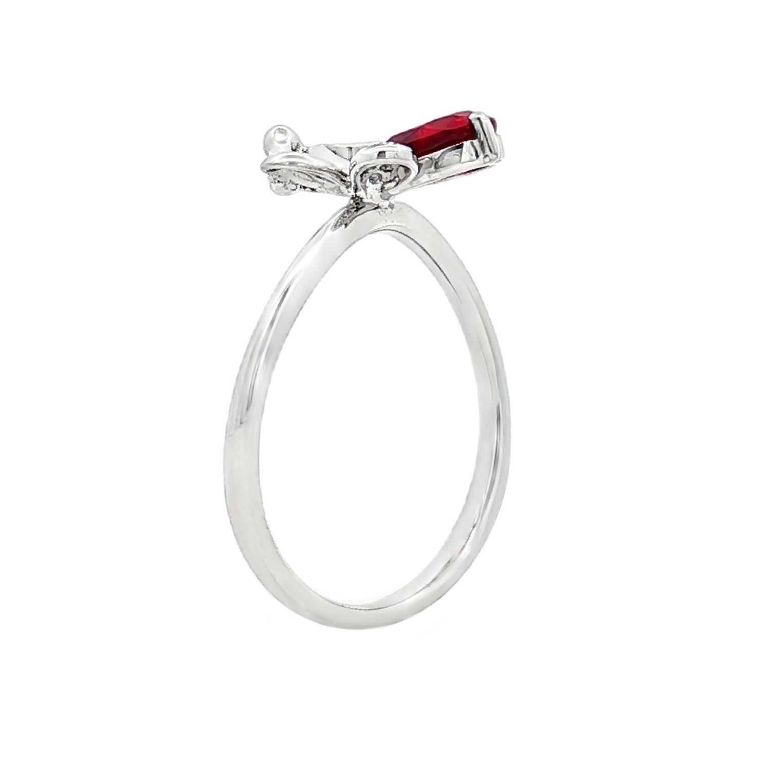 18K White Gold Natural Ruby Diamond Size 6# Engagement Ring DN0006