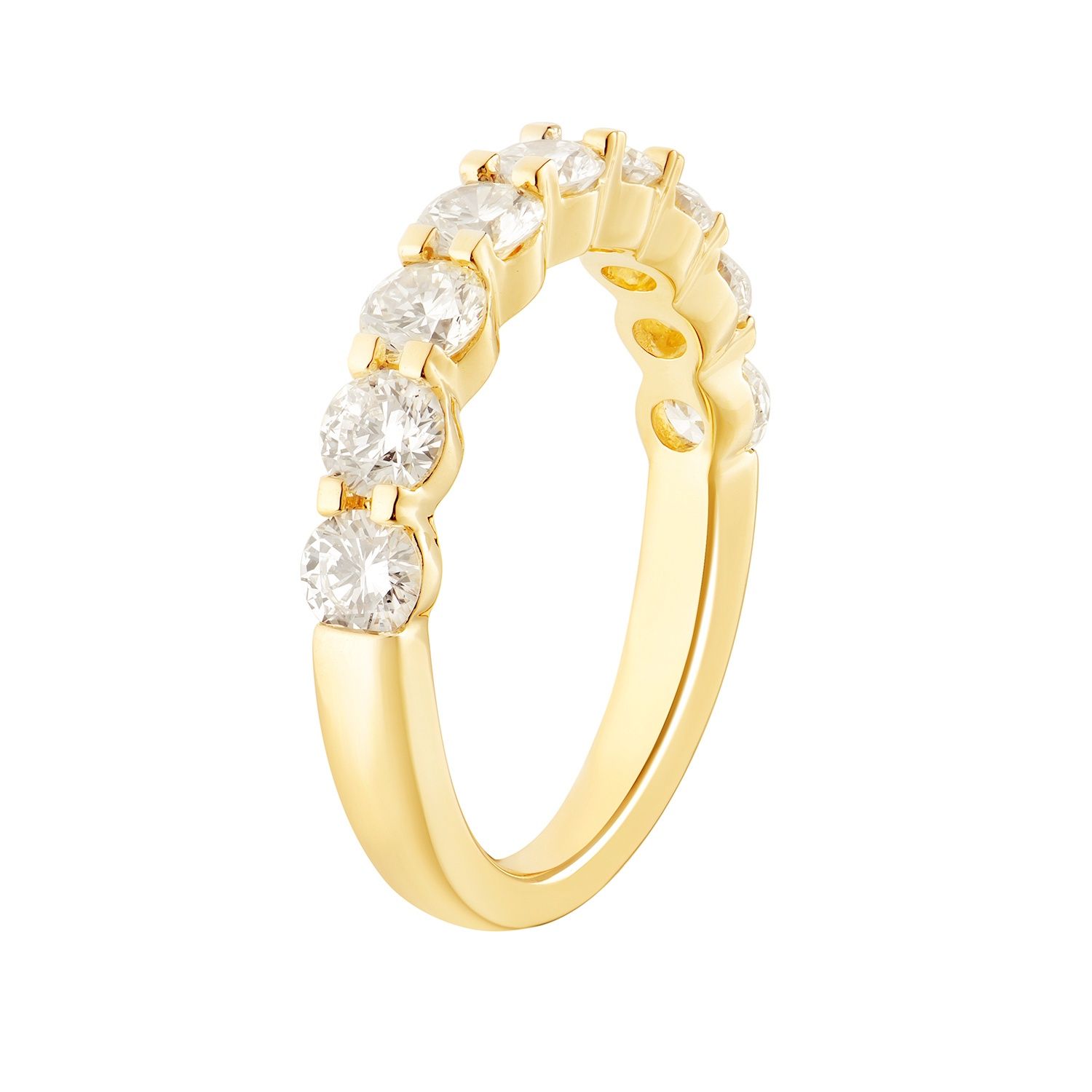 14K Yellow Gold Lab Grown Round Diamond Wedding Band MZ7350, Colour: 14KY-3.67g-1.569ct-LG