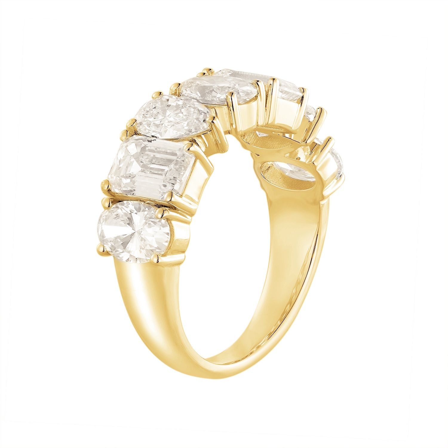 14K Yellow Gold Lab Grown Emerald Pear Oval Diamond Wedding Band MZ10687-2, Colour: 14KY-4.59g-4.112ct-LG