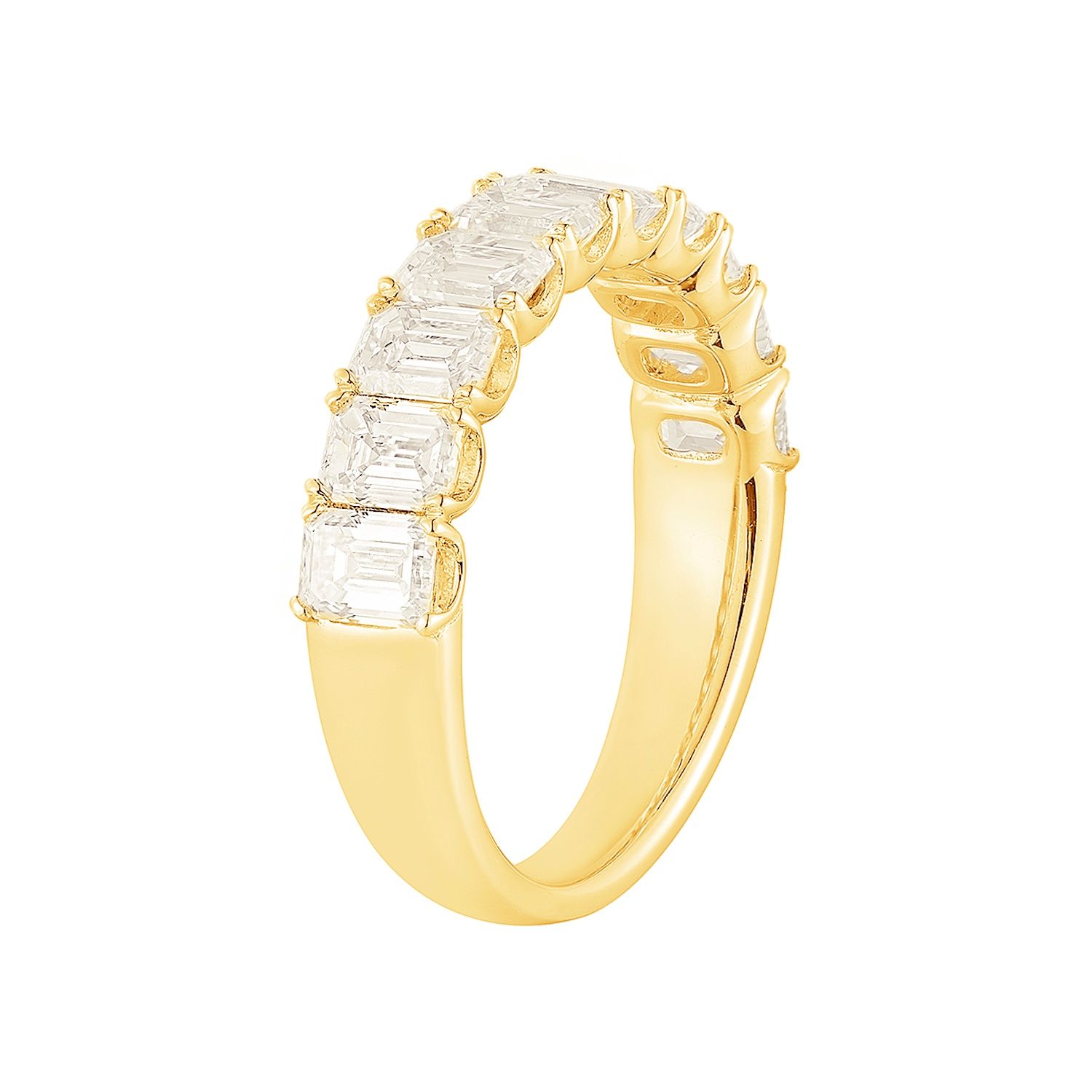 14K White/Yellow Gold Lab Grown Emerald-Cut Diamond Wedding Band MG-01, Colour: 14KYellow-3.49g-2.406ct-LG