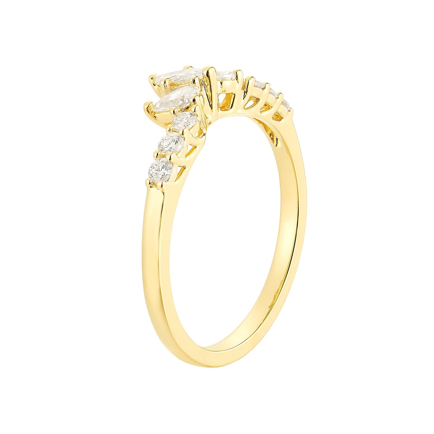 14K Yellow/White Gold Lab Grown Diamond Curved Wedding Band MZ6049, Colour: 14KY-2.15g-0.523ct-LG