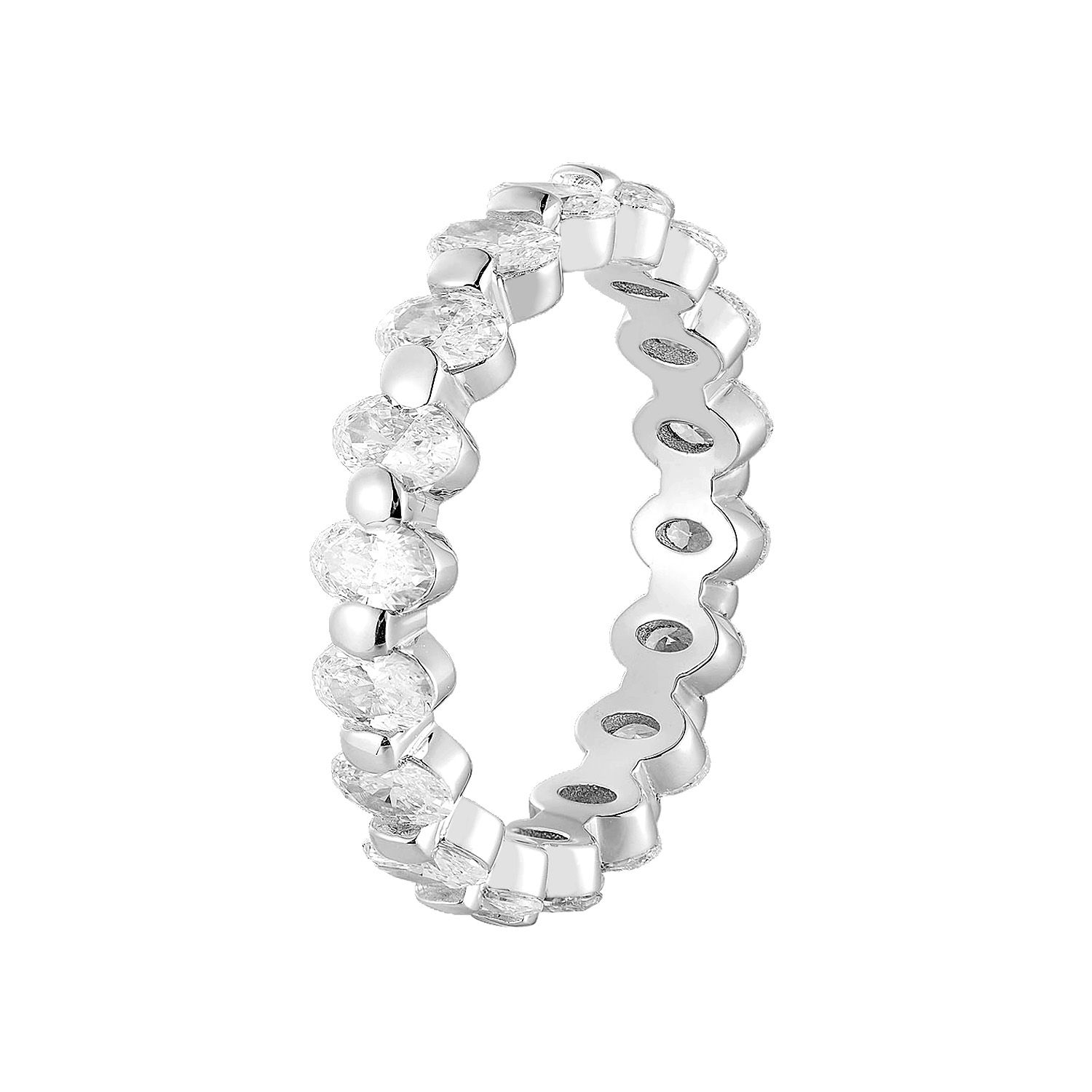 14K White/Yellow Gold Oval Lab Grown Diamond Eternity Wedding Band MZ71029-4, Colour: 14KW-3.29g-2.132ct-LG
