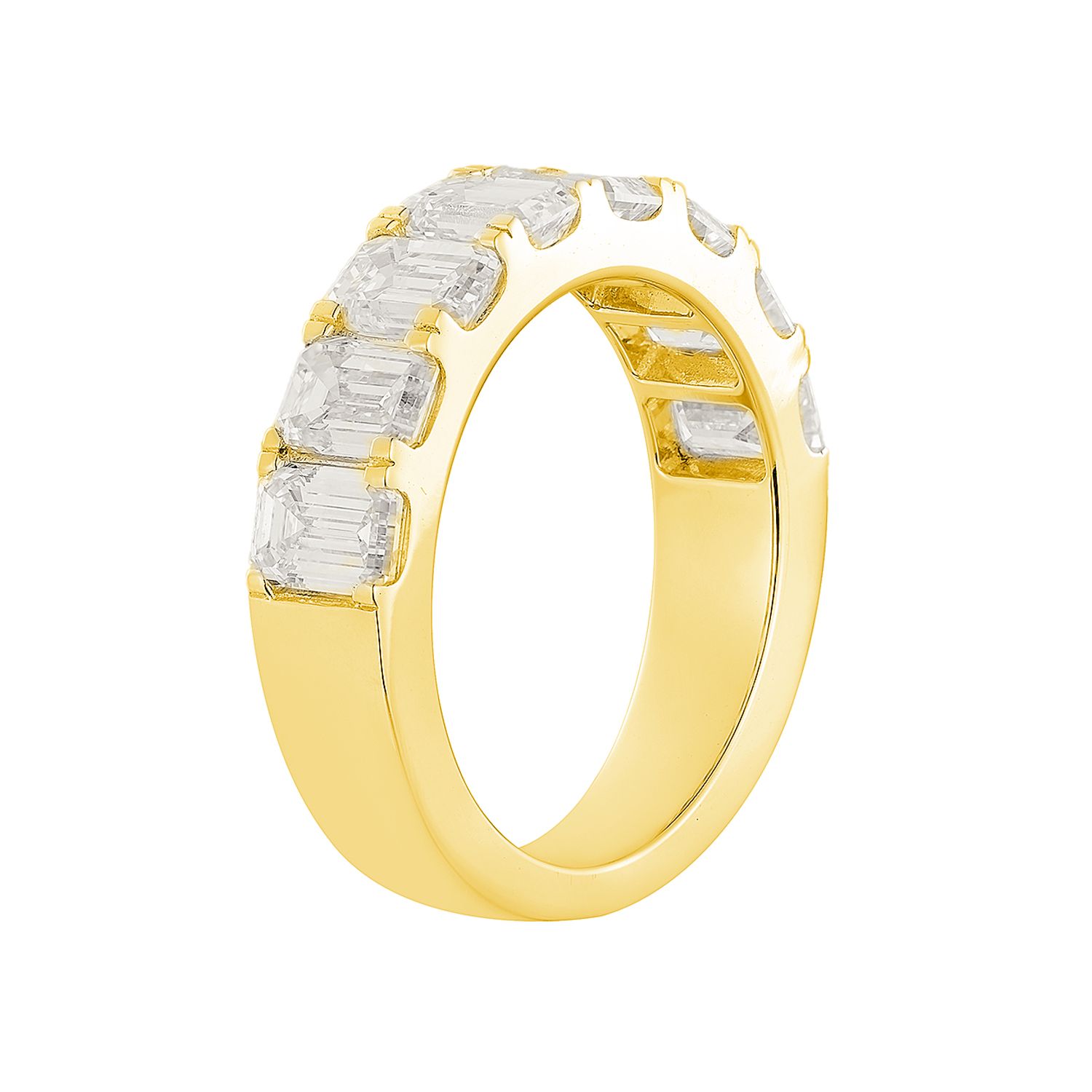14K White/Yellow Gold Emerald Cut Lab Grown Diamond Band MZ11992, Colour: 14KY-5.87g-3.385ct-LG