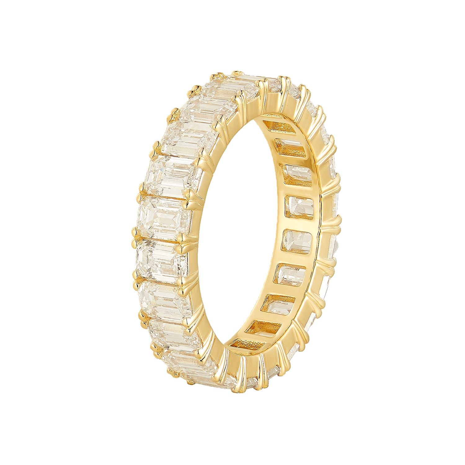 14K White/Yellow Gold Lab Grown Emerald-Cut Diamond Eternity Band MZ73193, Colour: 14KY-3.47g-4.862ct-LG