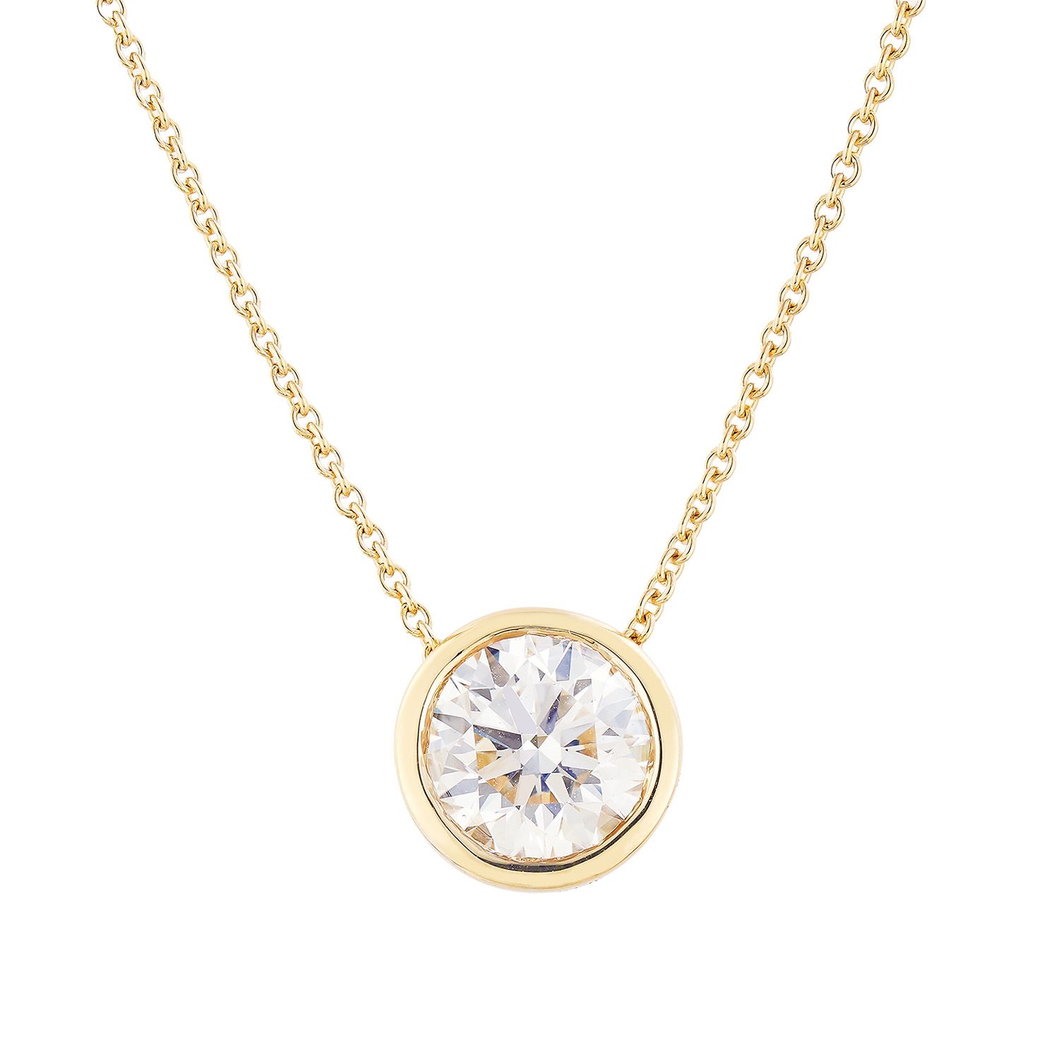 IGI Certificate 14K White/Yellow Gold Round Lab Grown Diamond Necklace MZ13118, Colour: 14KY-2.8g-1.042ct-LG