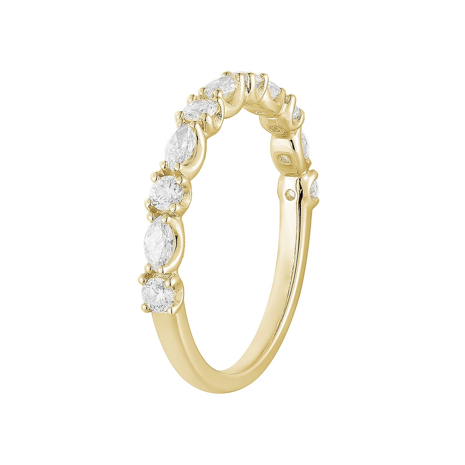 14K Yellow Gold Marquise Natural Diamond Wedding Band MG-34, Colour: 14KYellow-1.71g-0.547ct