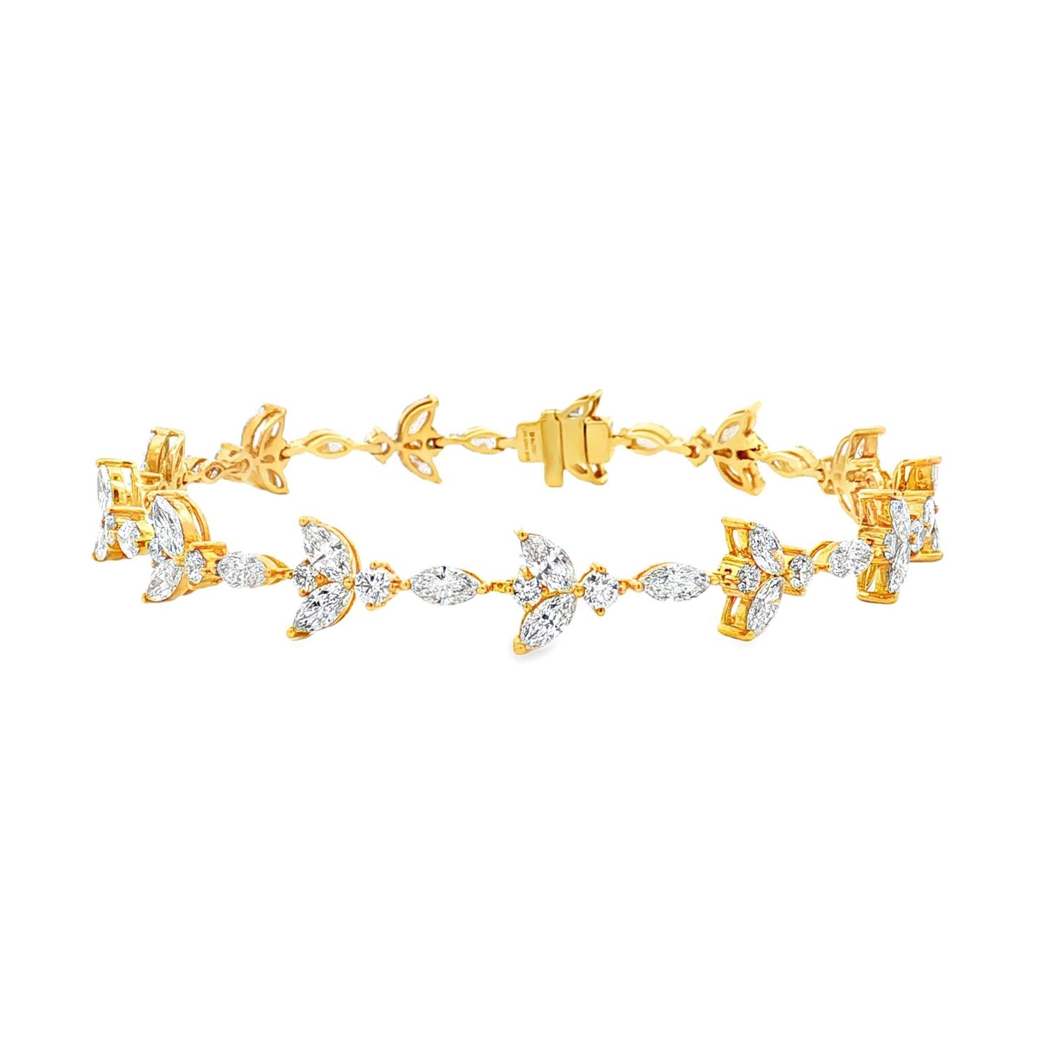 18K Yellow Gold Lab Grown Marquise Round Diamond Bracelet ZC0002