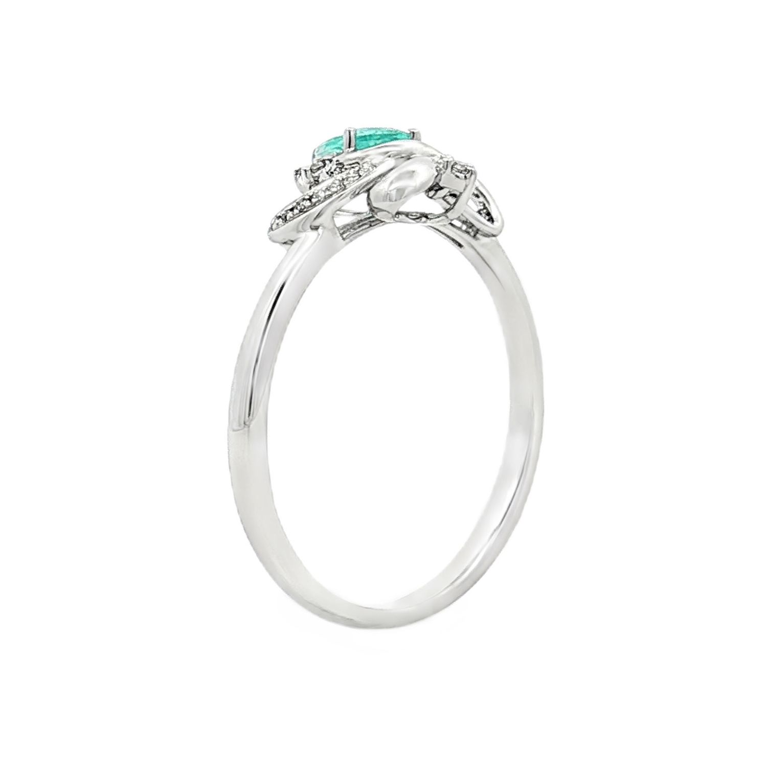 18K White Gold Natural Paraiba Tourmaline Diamond Size 6# Engagement Ring YL0002