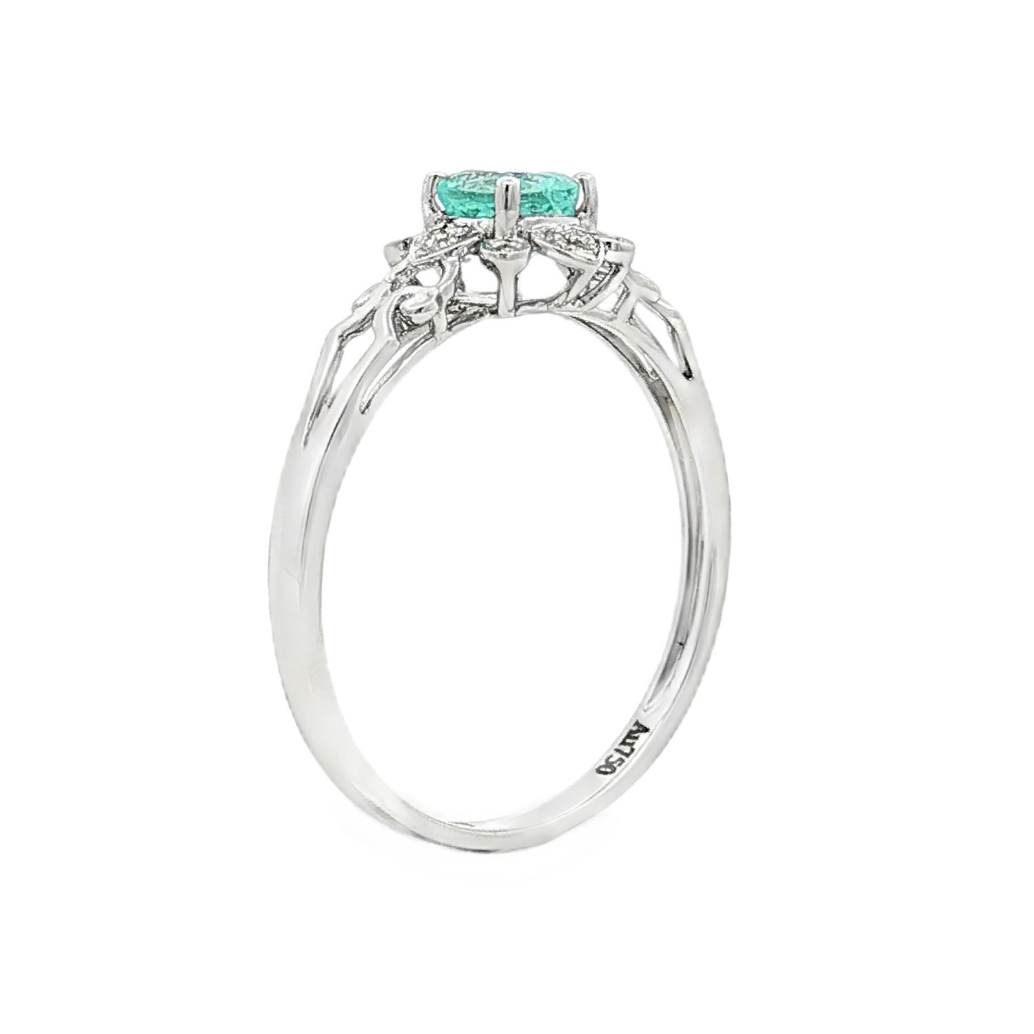 18K White Gold Natural Paraiba Tourmaline Diamond 6.25# Engagement Ring YL0005