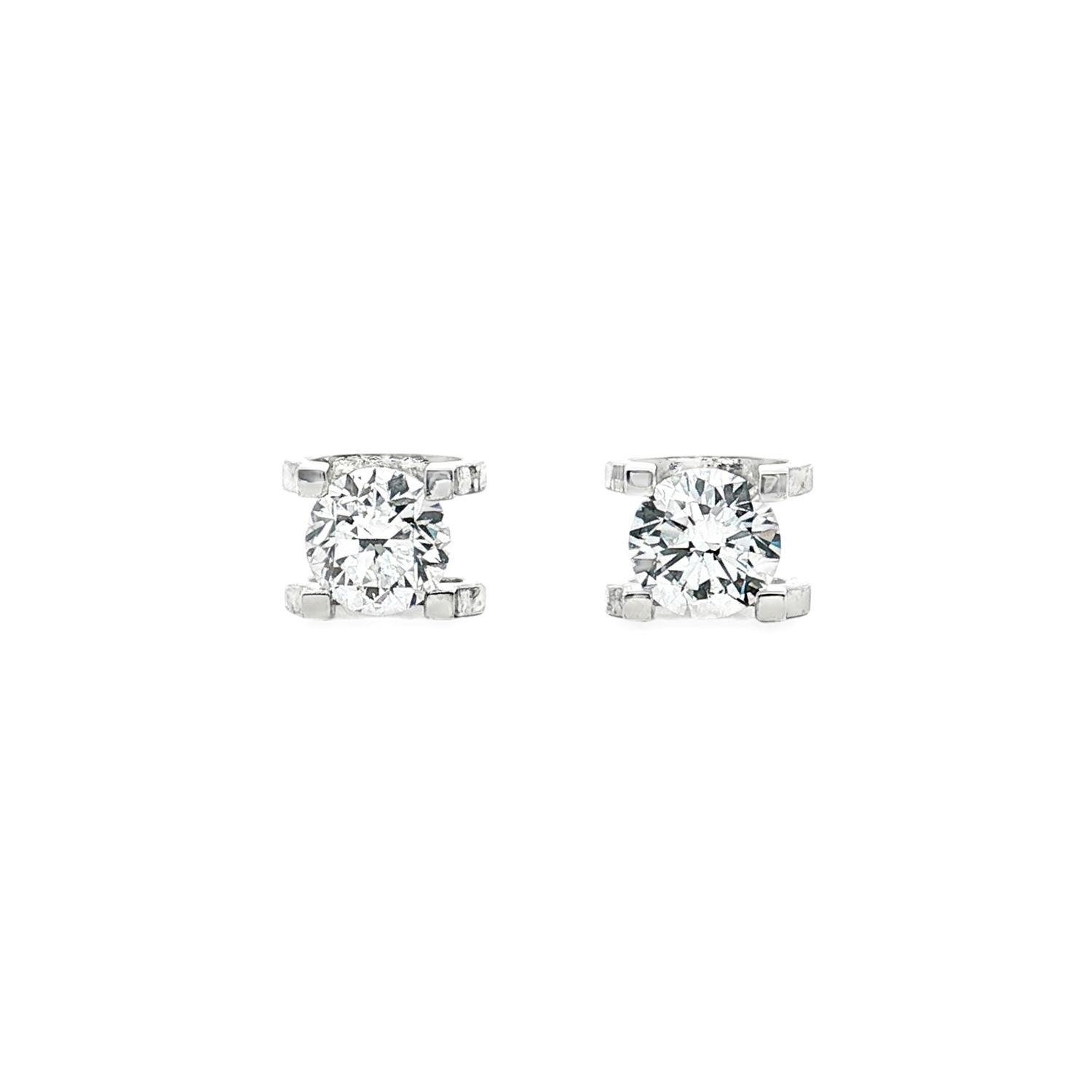 Platinum Lab Grown Round Diamond Stud Earrings XQ0057