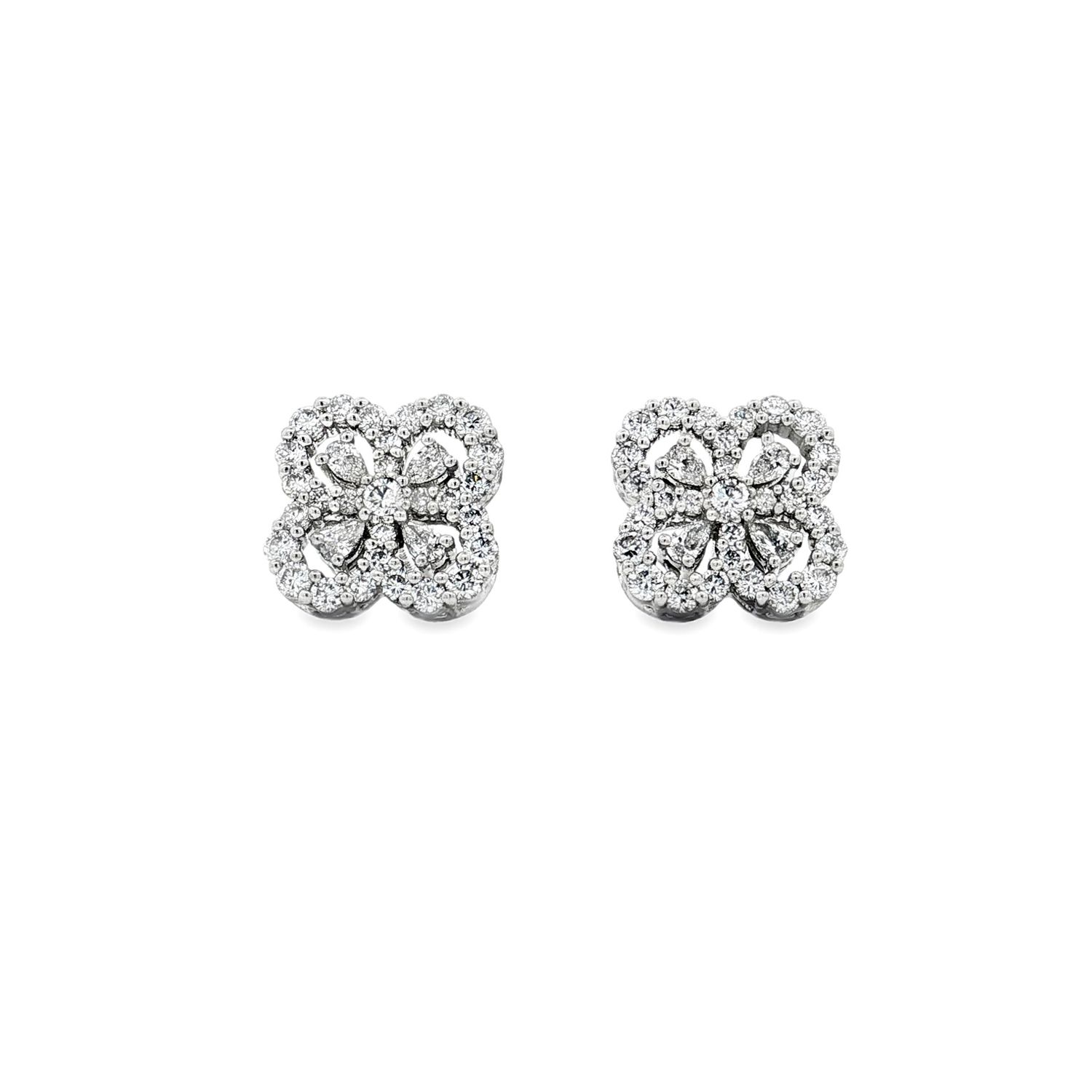 Platinum Lab Grown Round And Pear Diamond Stud Earrings XQ0059