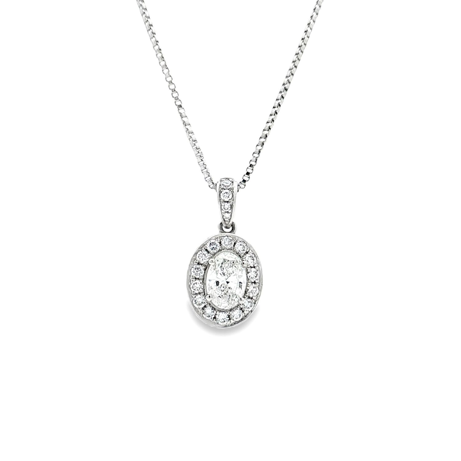 Platinum Lab Grown Oval-Shaped Diamond Pendant XQ0062