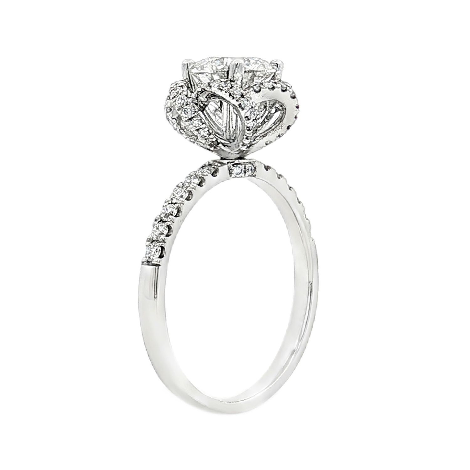 PT950 Platinum Lab Grown Round Diamond Fancy Halo Engagement Ring XQ0077