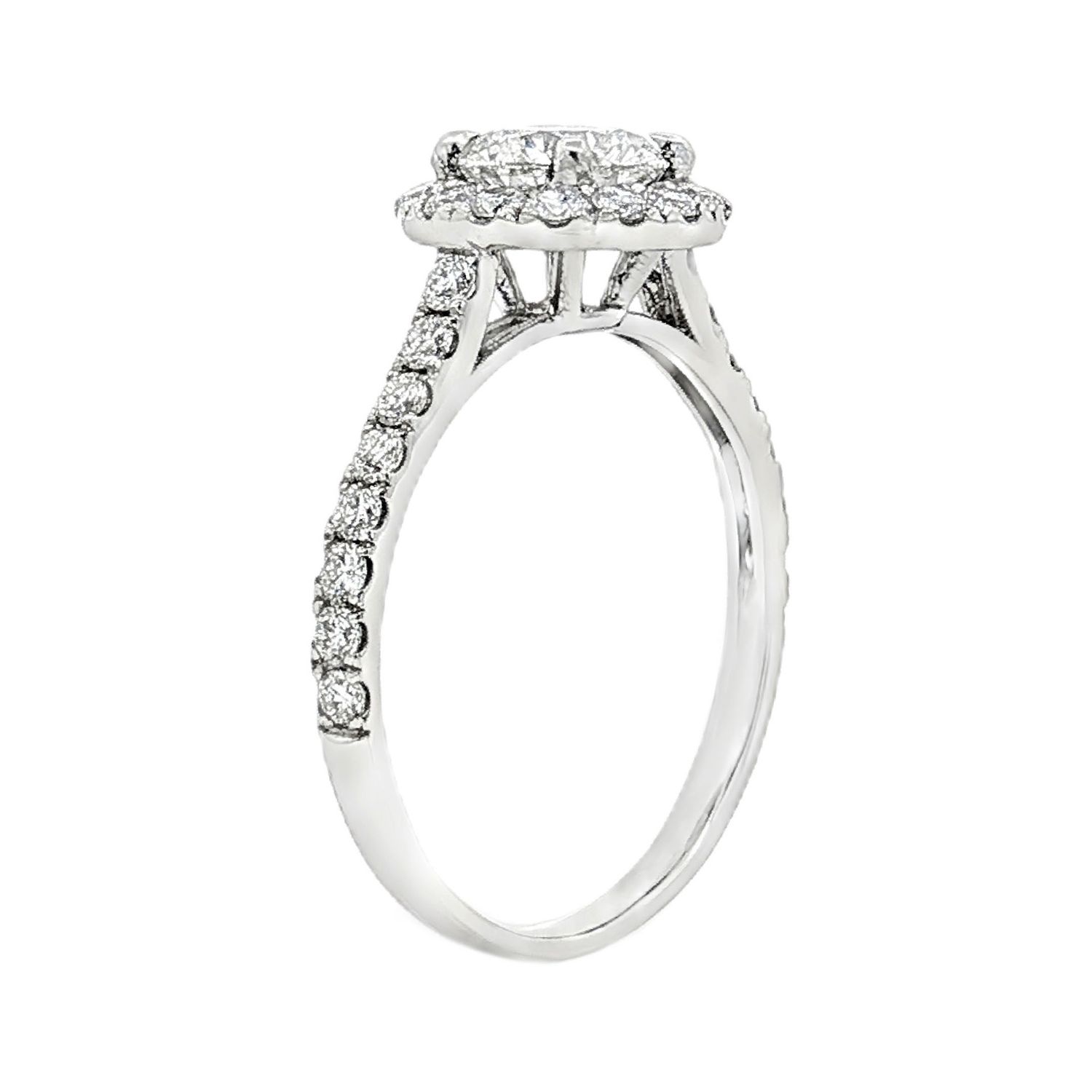 PT950 Platinum Lab Grown Round Diamond Halo Size 8.5# Engagement Ring XQ0080