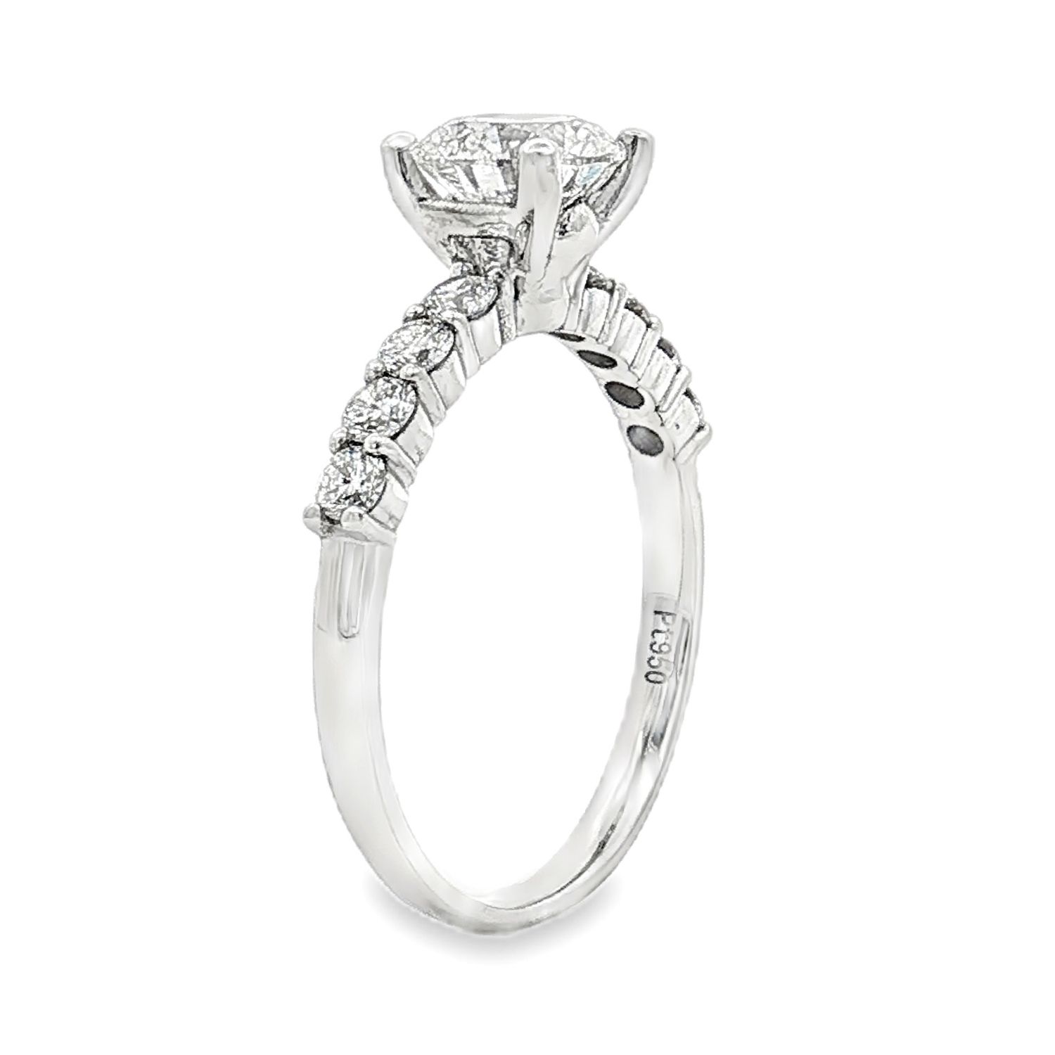 Platinum Lab Grown Round Diamond Straight Shank Size 6.25 Engagement Ring XQ0071