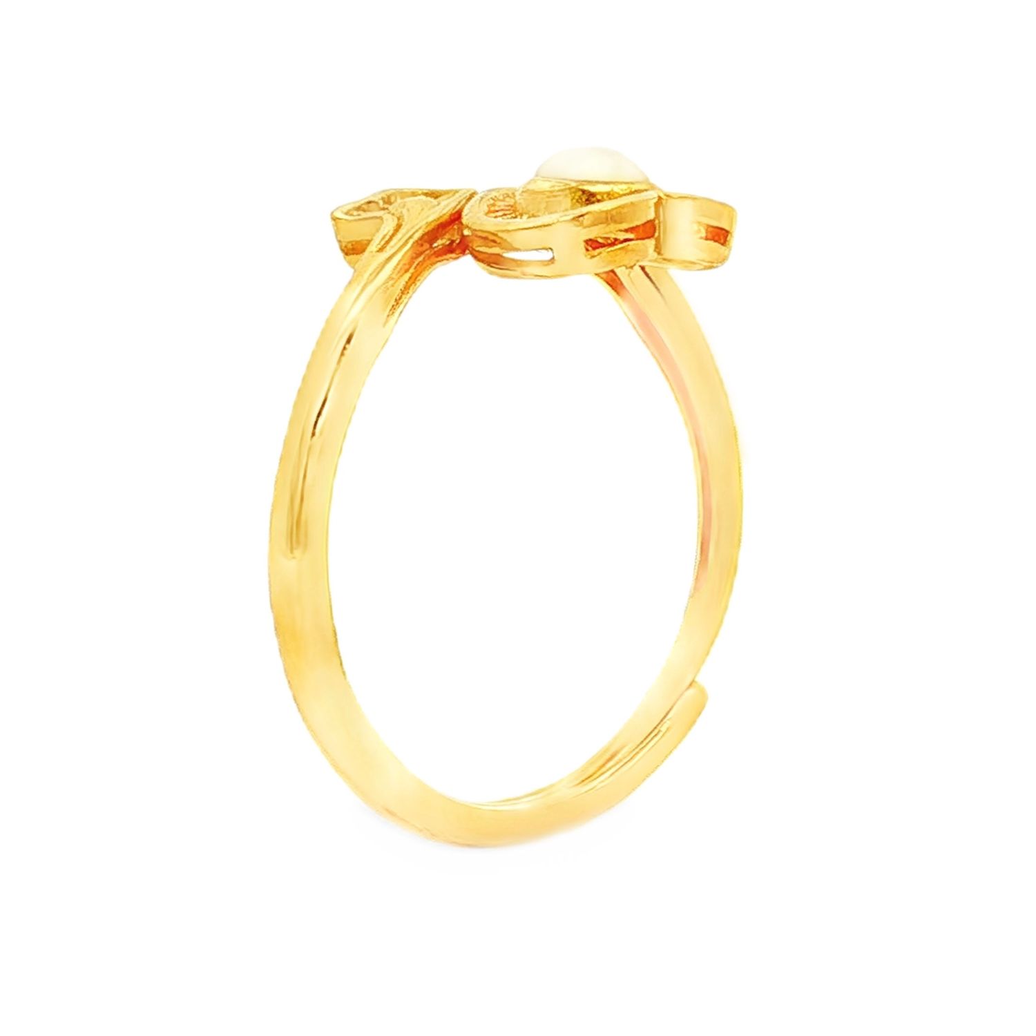24K 5D Pure Gold Hetian White Jade Adjustable Ring ZYJ0003