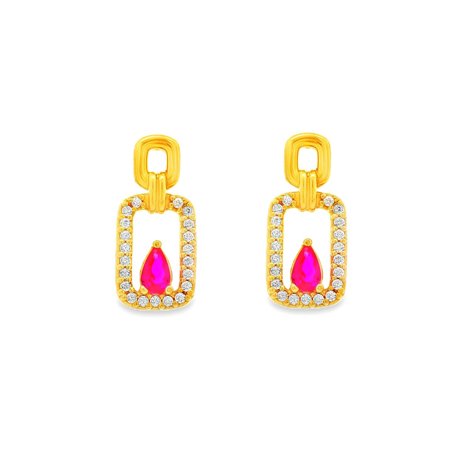 24K 5D Pure Gold Classic Synthetic Cubic Zirconia Stud Earrings ZYJ0001