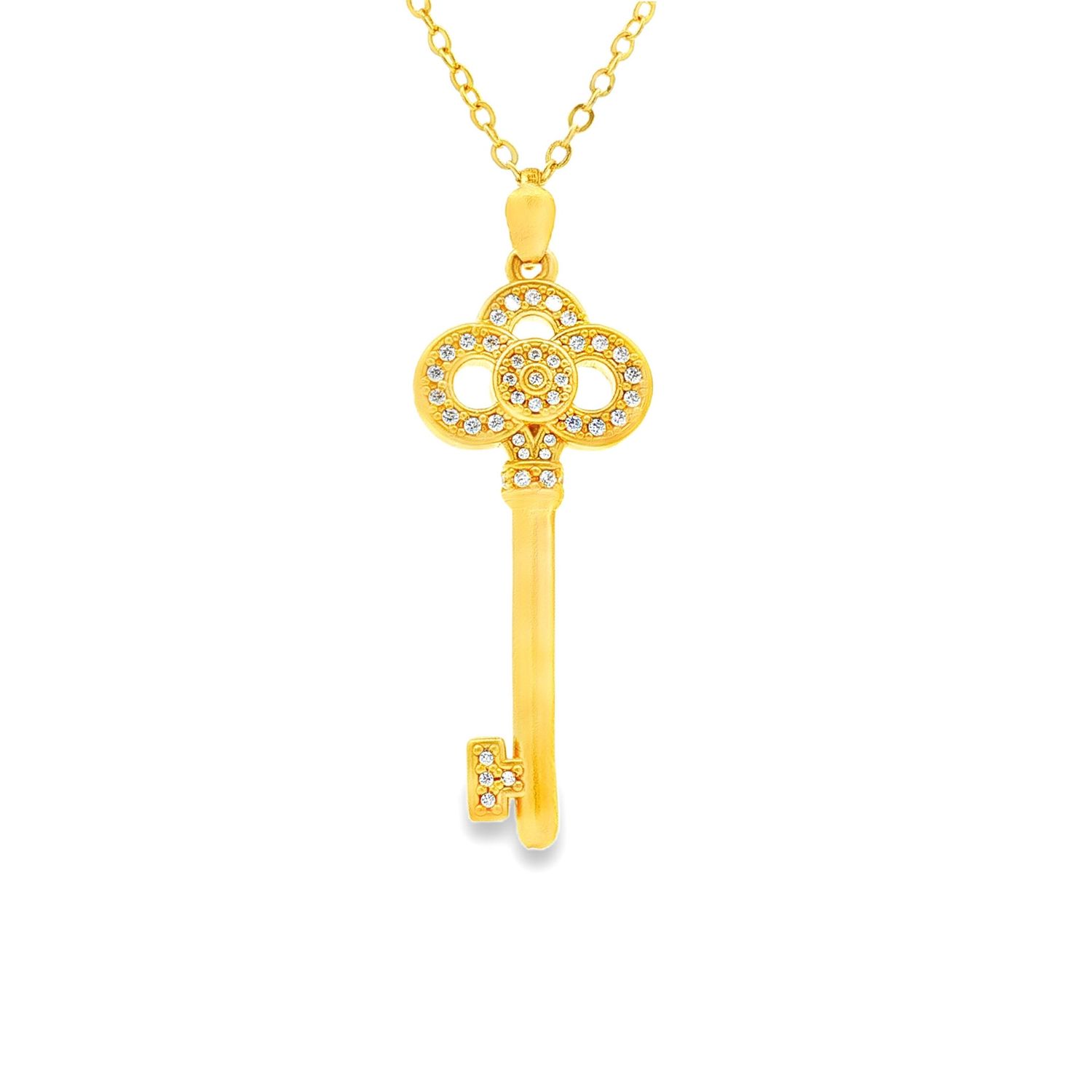 24K 5D Pure Gold Cubic Zirconia Classic Key Pendant ZYJ0007